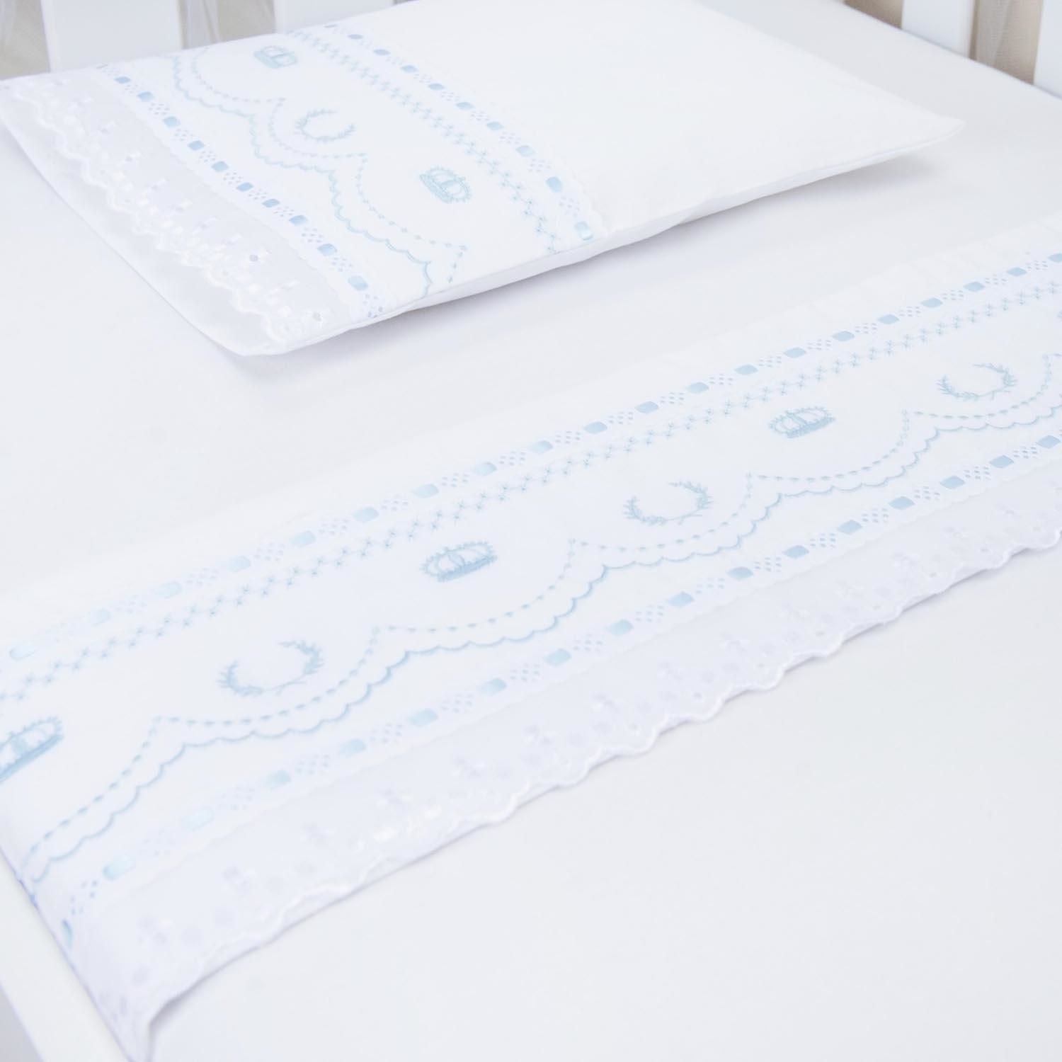 Jogo de Lençol Berço Bordado Mariana Branco 3 Peças