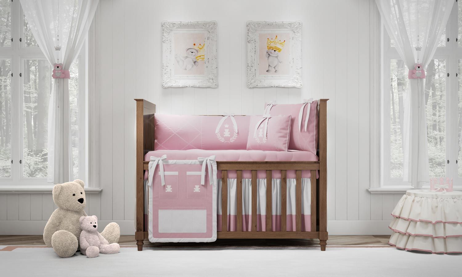 Kit Berço Realeza Rosa Premium