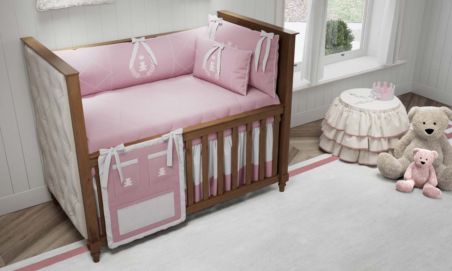 Kit Berço Realeza Rosa Premium