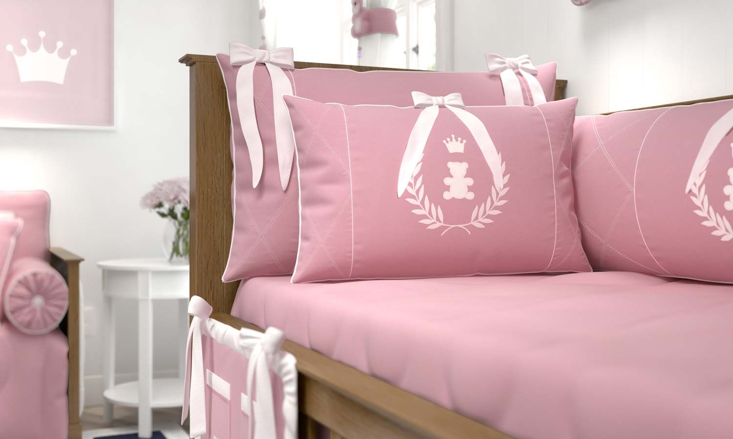 Kit Berço Realeza Rosa Premium