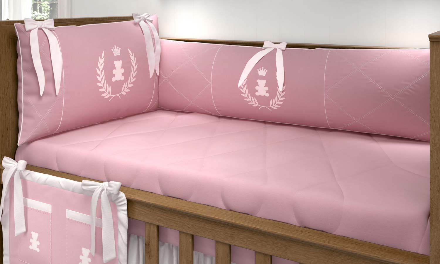 Kit Berço Realeza Rosa Premium