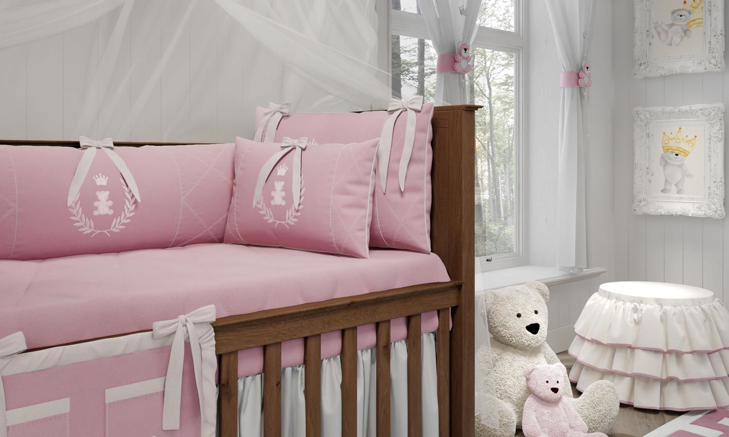 Kit Berço Realeza Rosa Premium