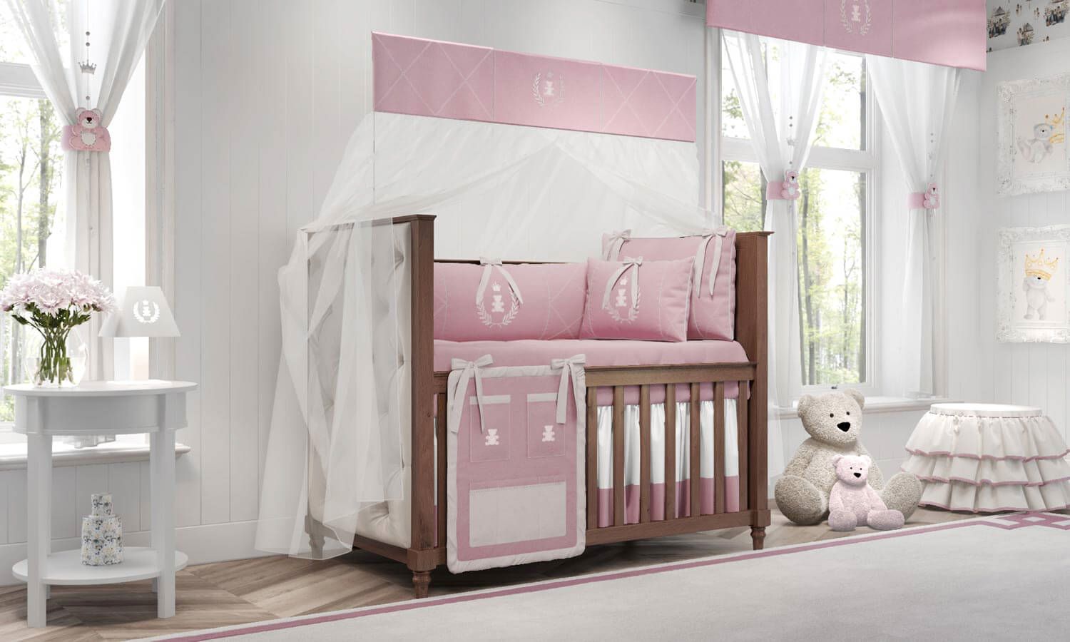 Kit Berço Realeza Rosa Premium