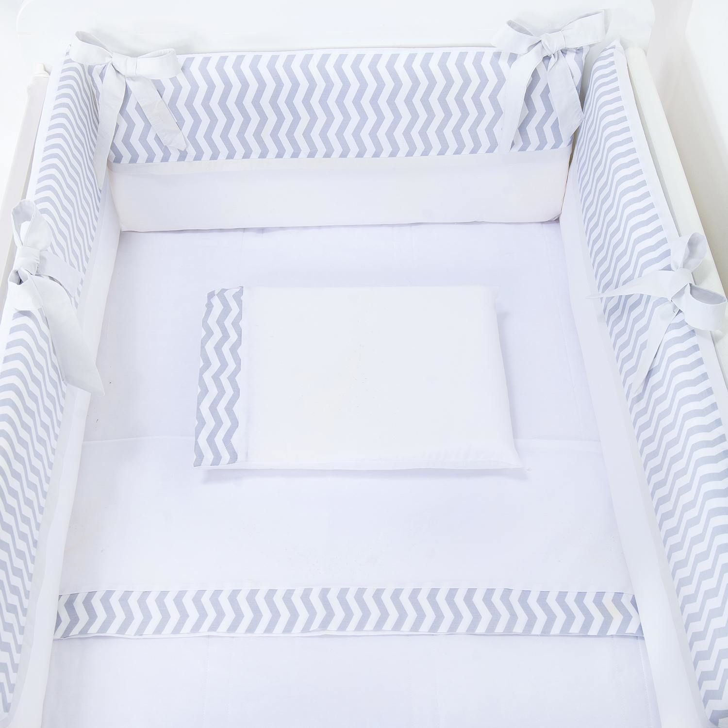 Kit Mini Berço Chevron Cinza