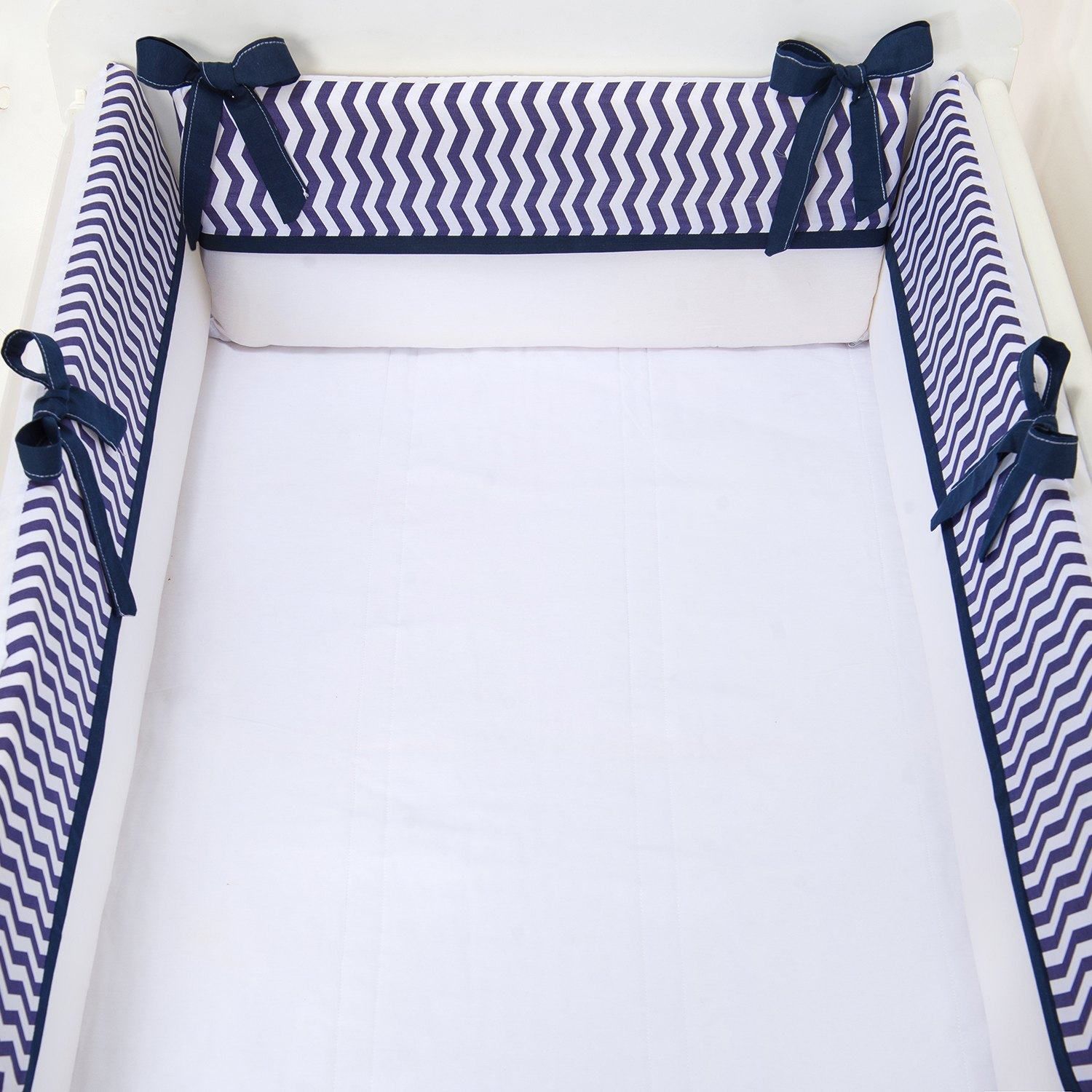 Kit Mini Berço Chevron Marinho