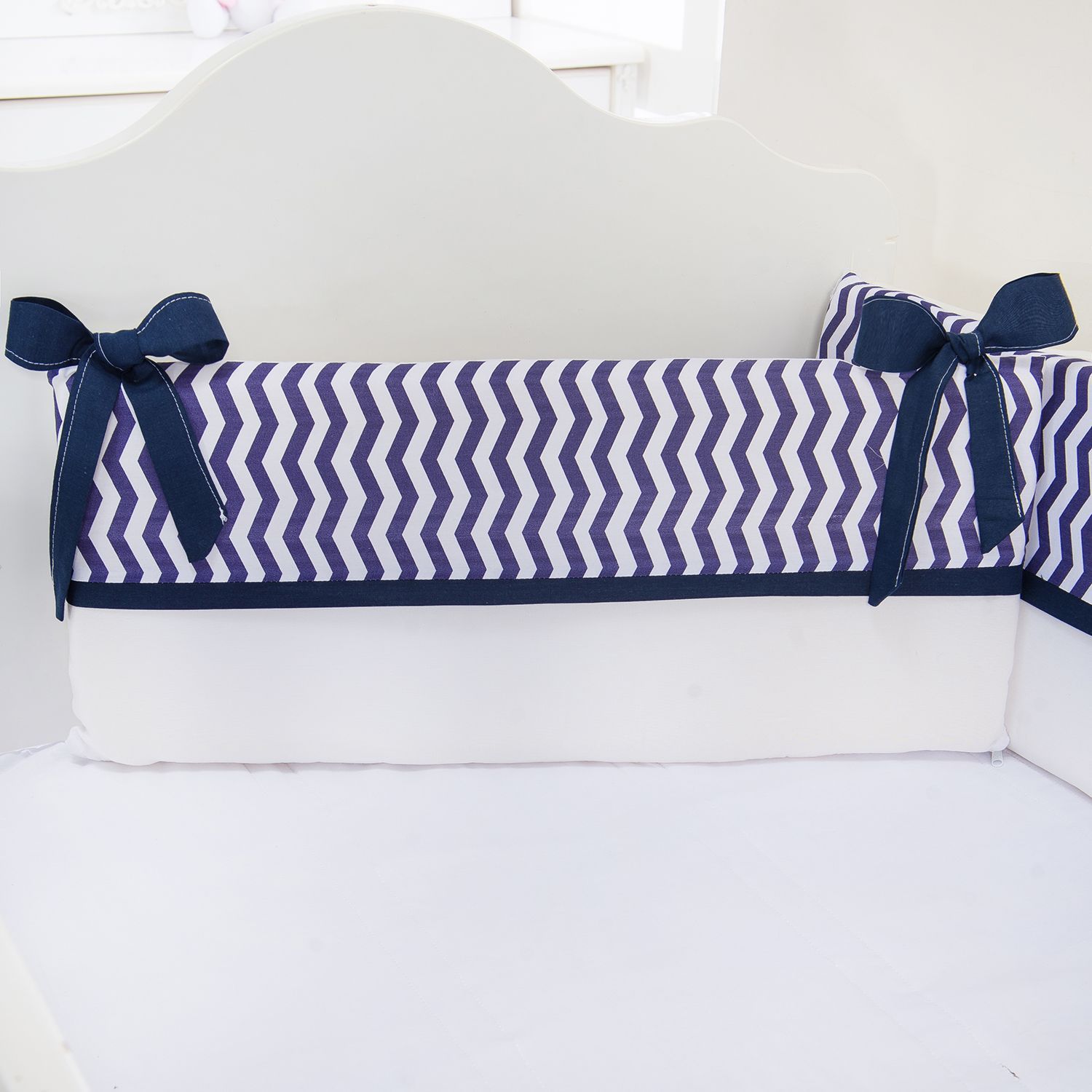 Kit Mini Berço Chevron Marinho