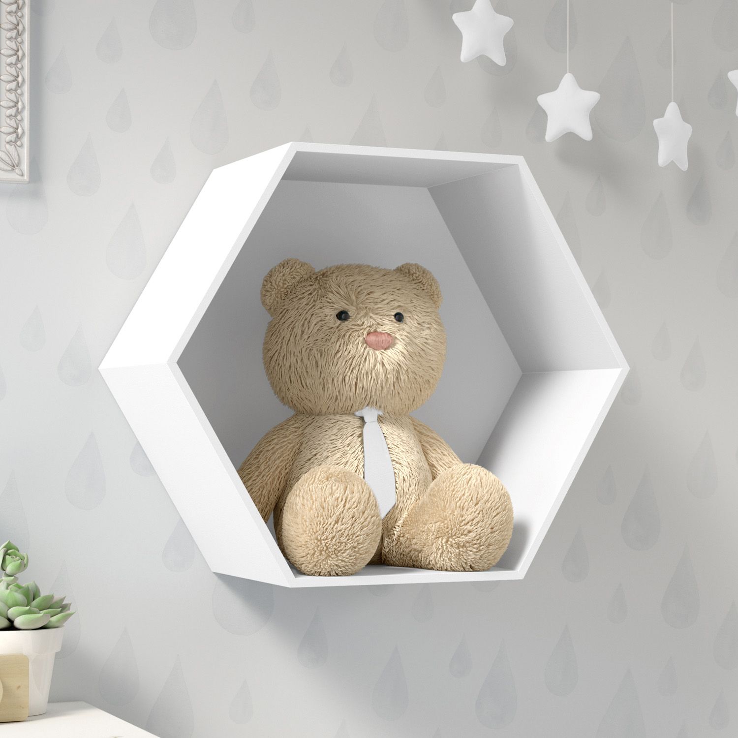 Nicho de Madeira Colmeia Branco 30cm