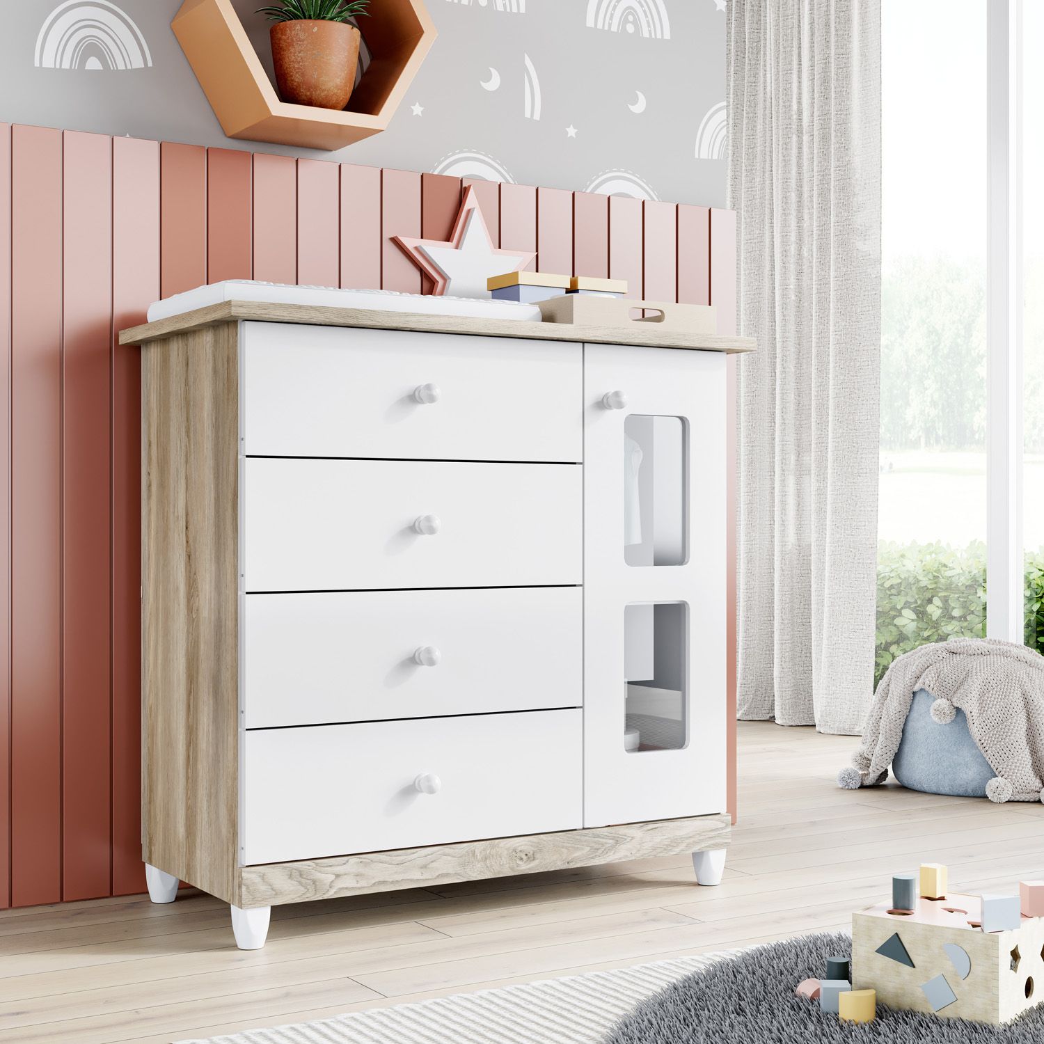 Cômoda Infantil Branco com Porta Mila