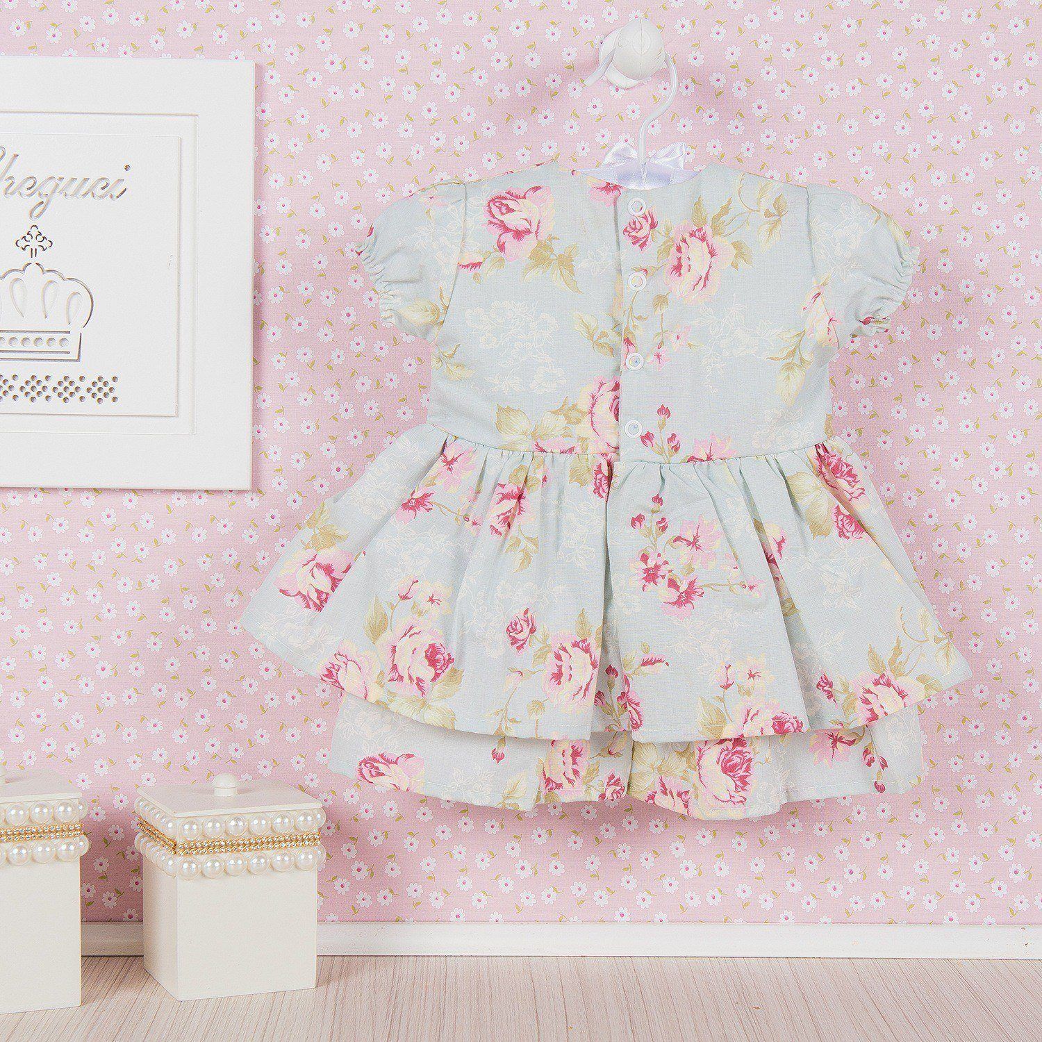 Vestido para Bebê Floral Candy Bege Tam G