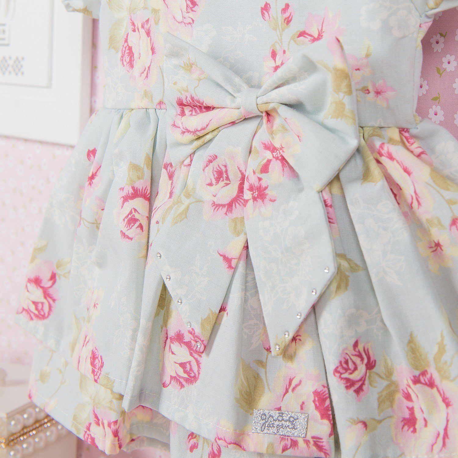 Vestido para Bebê Floral Candy Bege Tam G