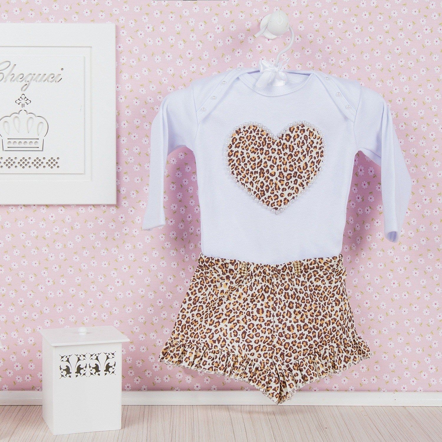 Conjunto Body e Short Oncinha com Pérola Tam G