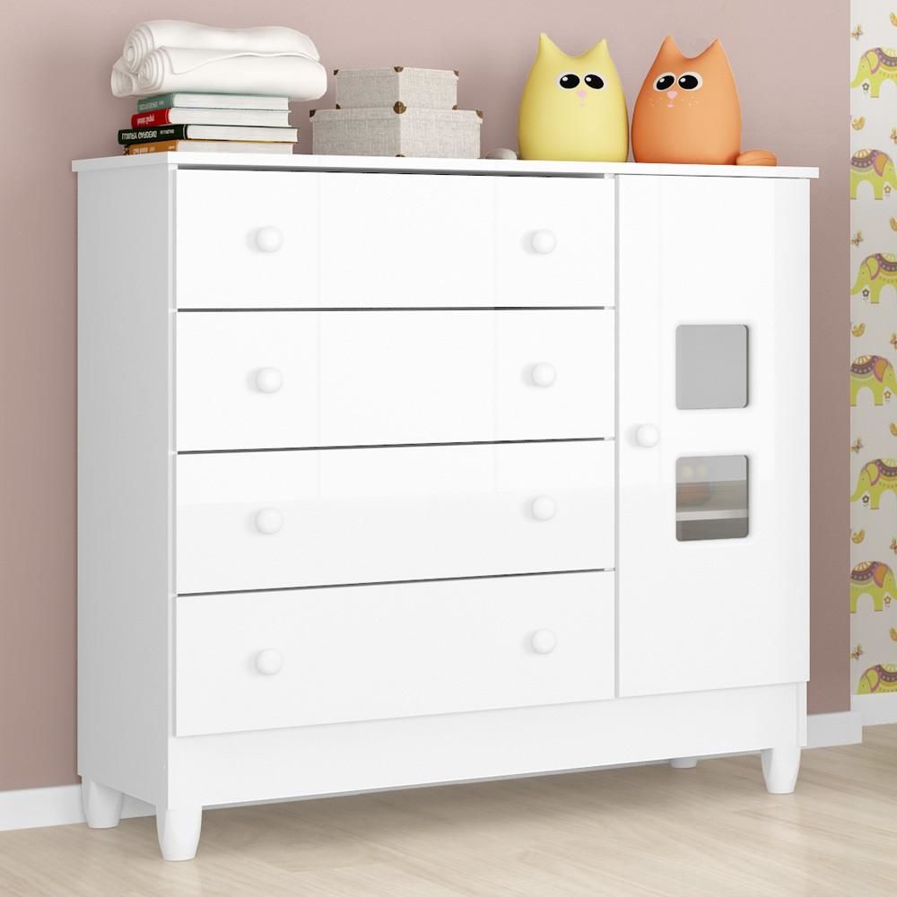 Cômoda Infantil Branco com Porta Carol
