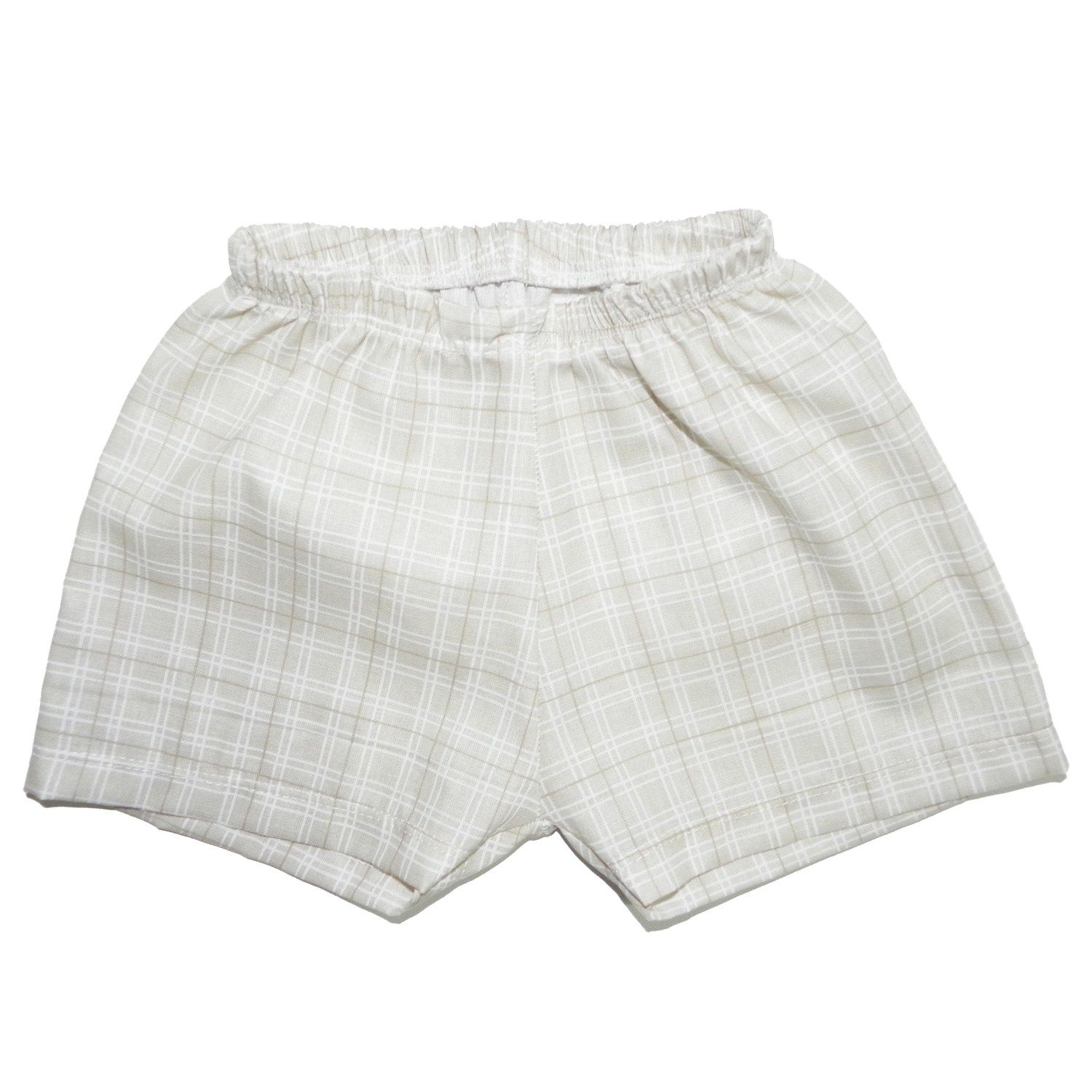 Conjunto Regata Branco e Short Xadrez Verde 6 a 9 Meses