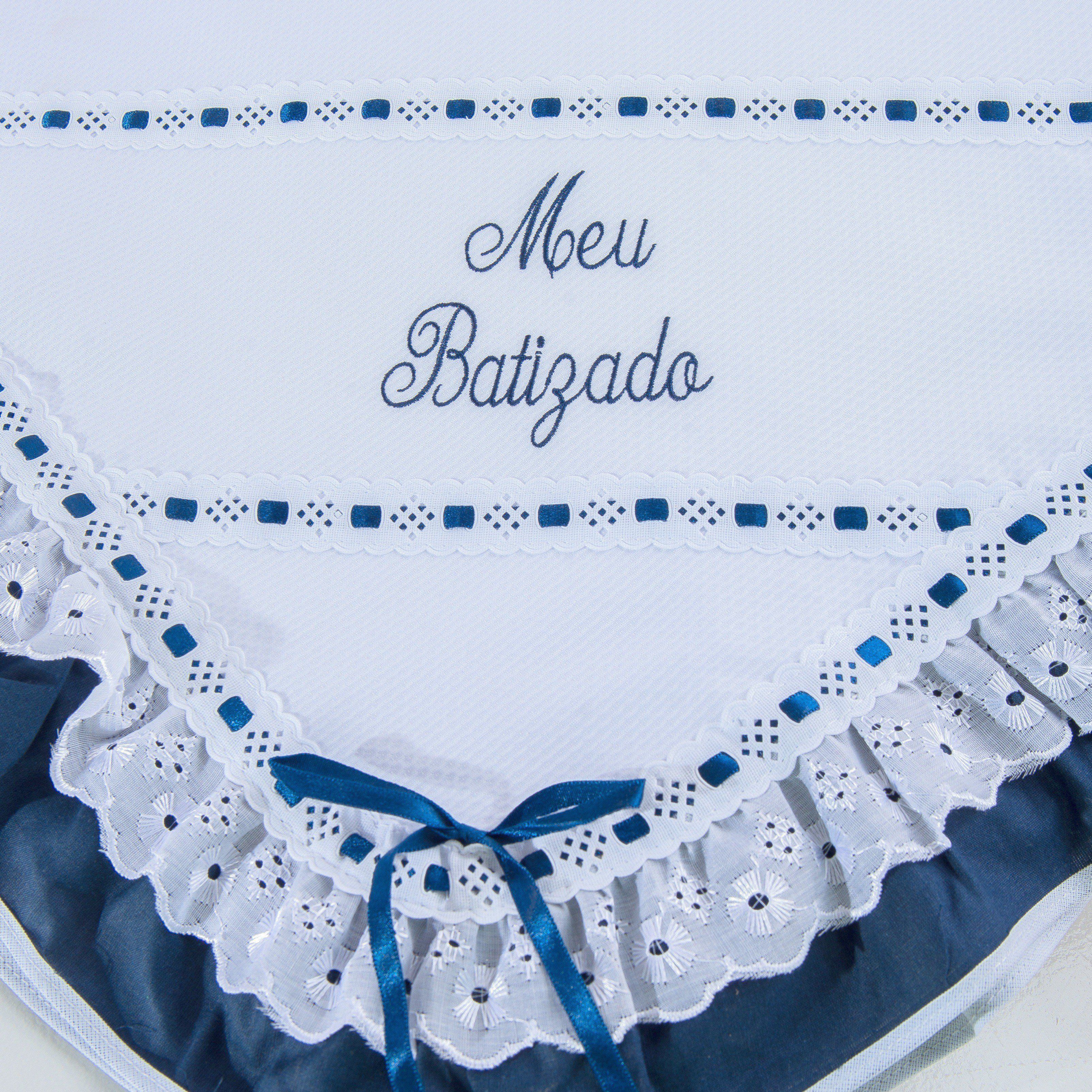 Manta Meu Batizado Azul Marinho 86cm