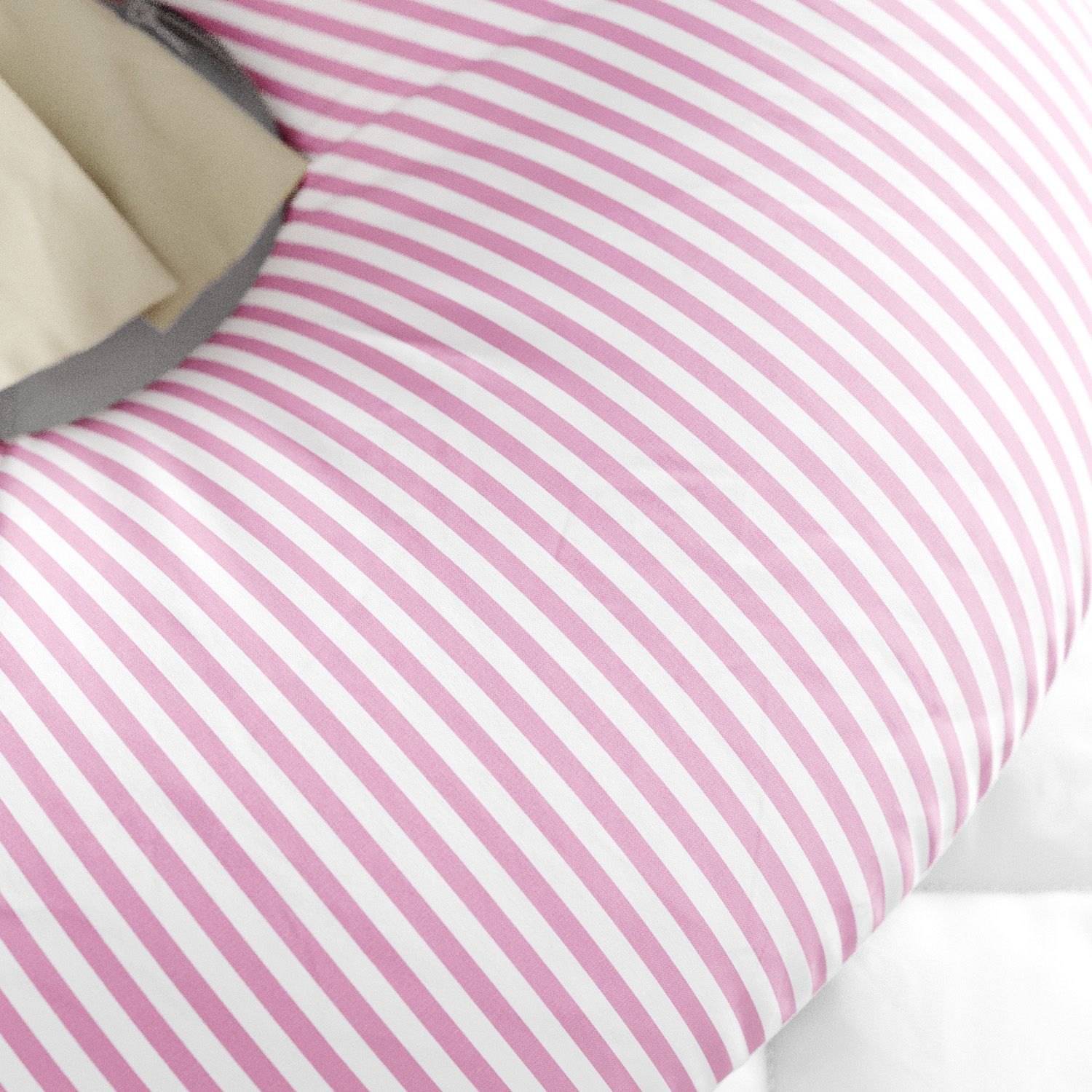 Almofada Amamentação Listra Azul e Laço Bege