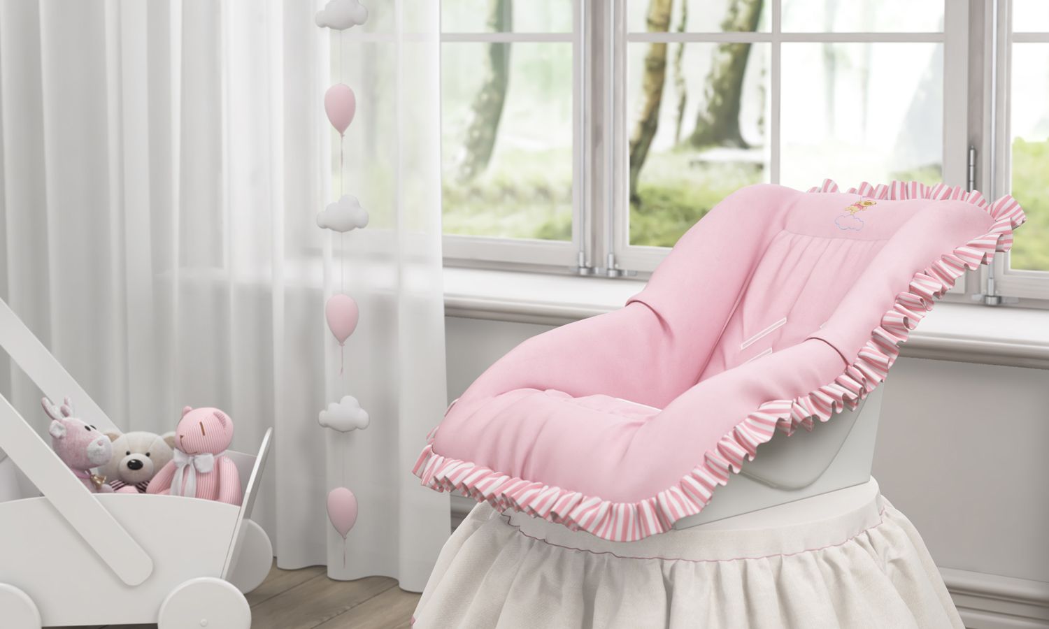 Capa de Bebê Conforto Ursinha Nina e o Balão