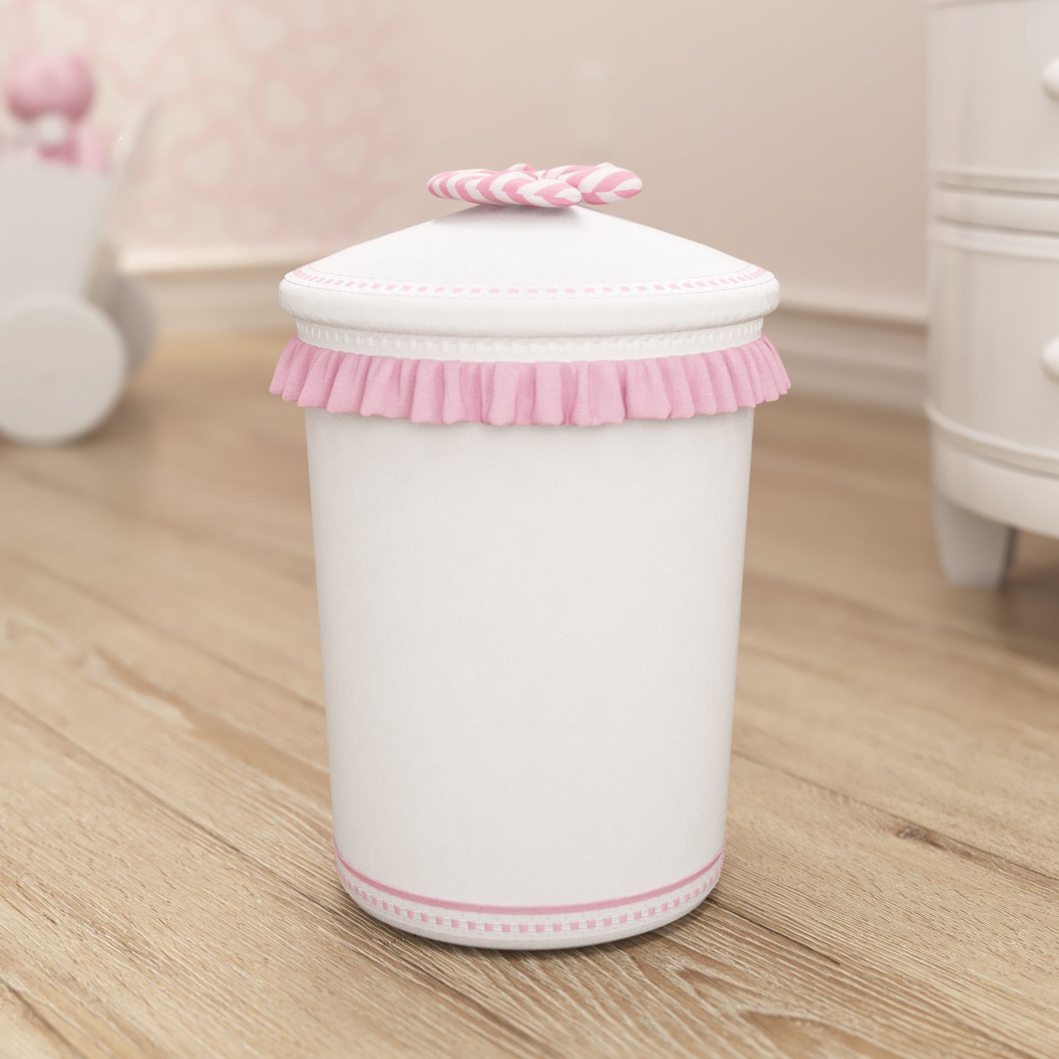 Lixeira Lacinho Listrado Rosa