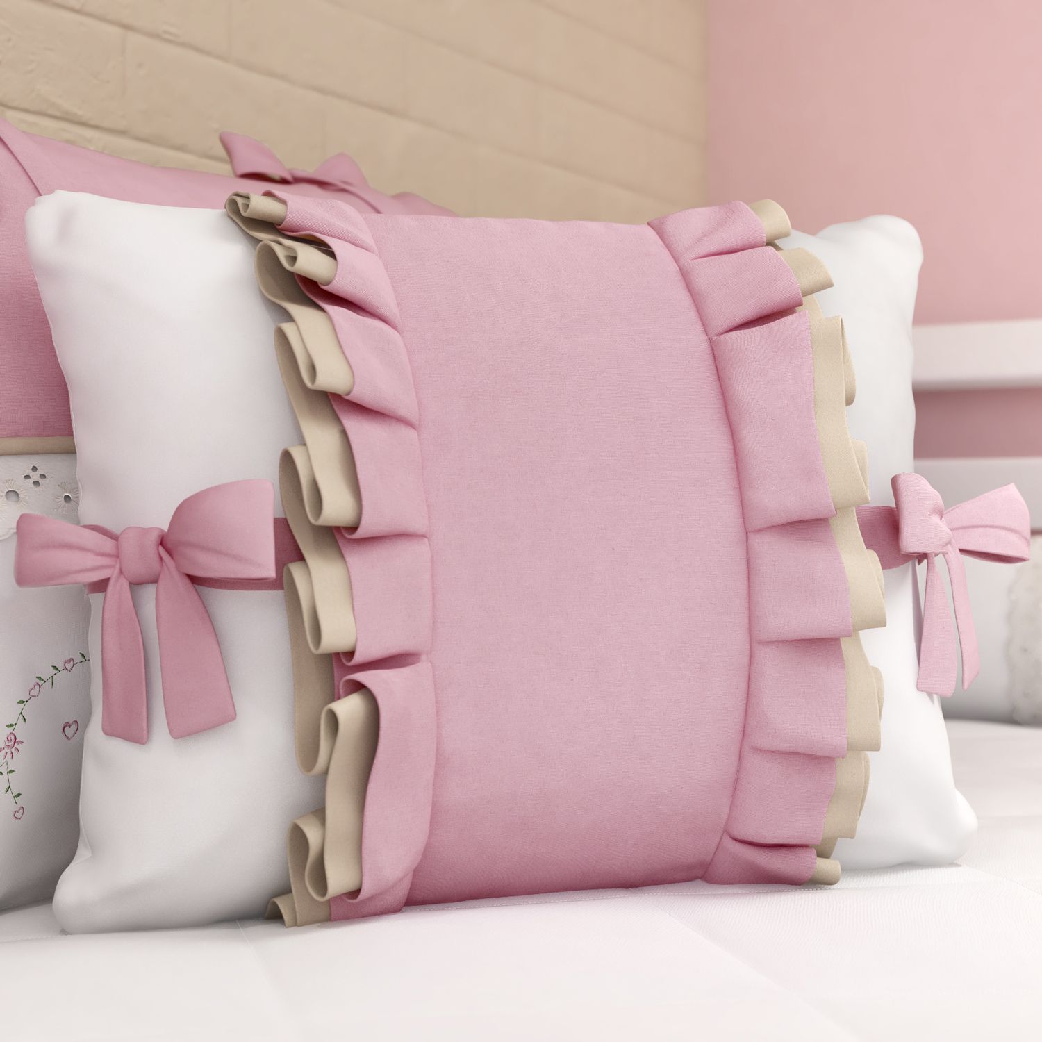 Almofada Retangular Laços Alice Rosa 43cm