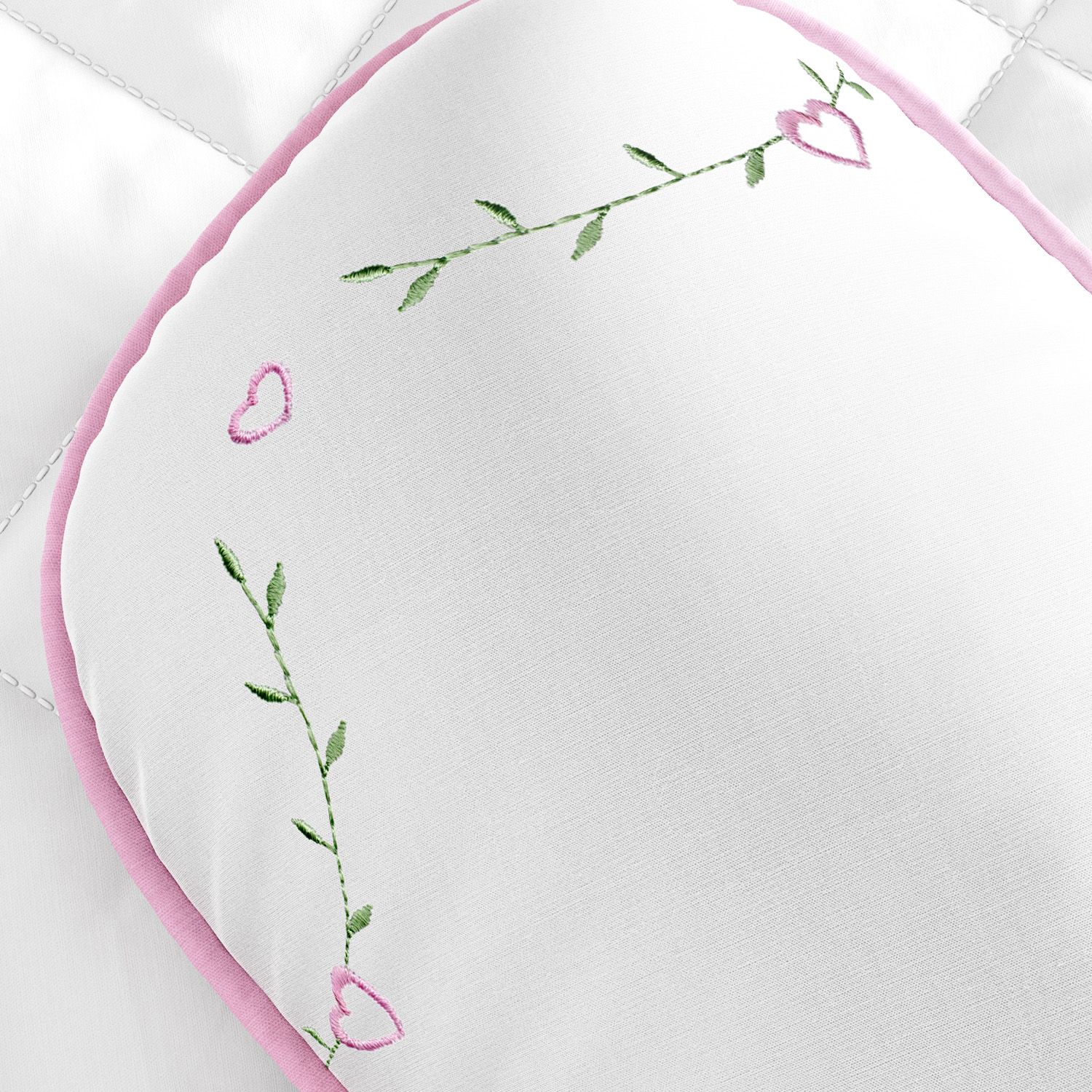 Almofada Amamentação Raminhos e Corações Rosa