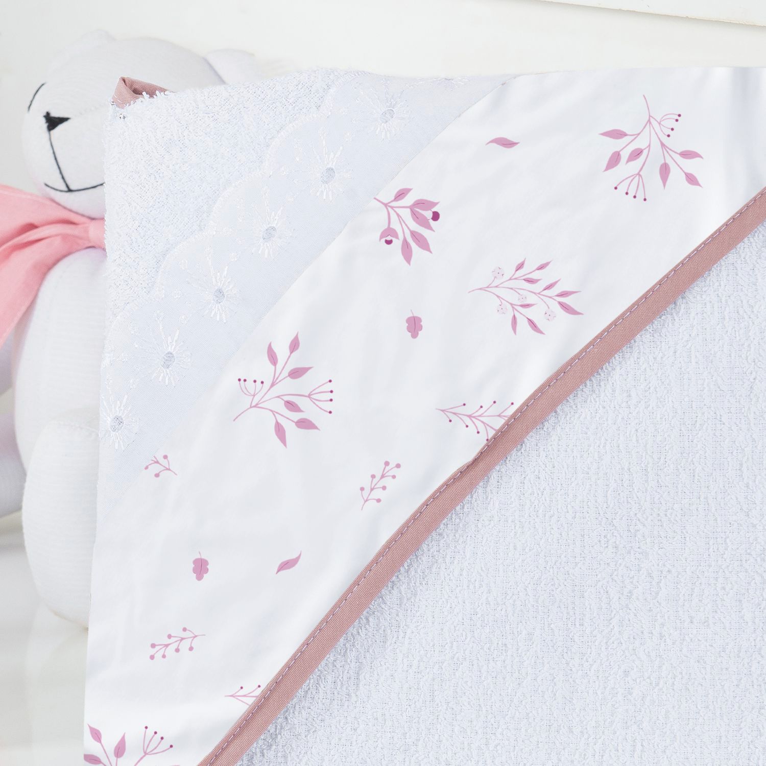 Toalha Forrada com Capuz Amarilys Rosé
