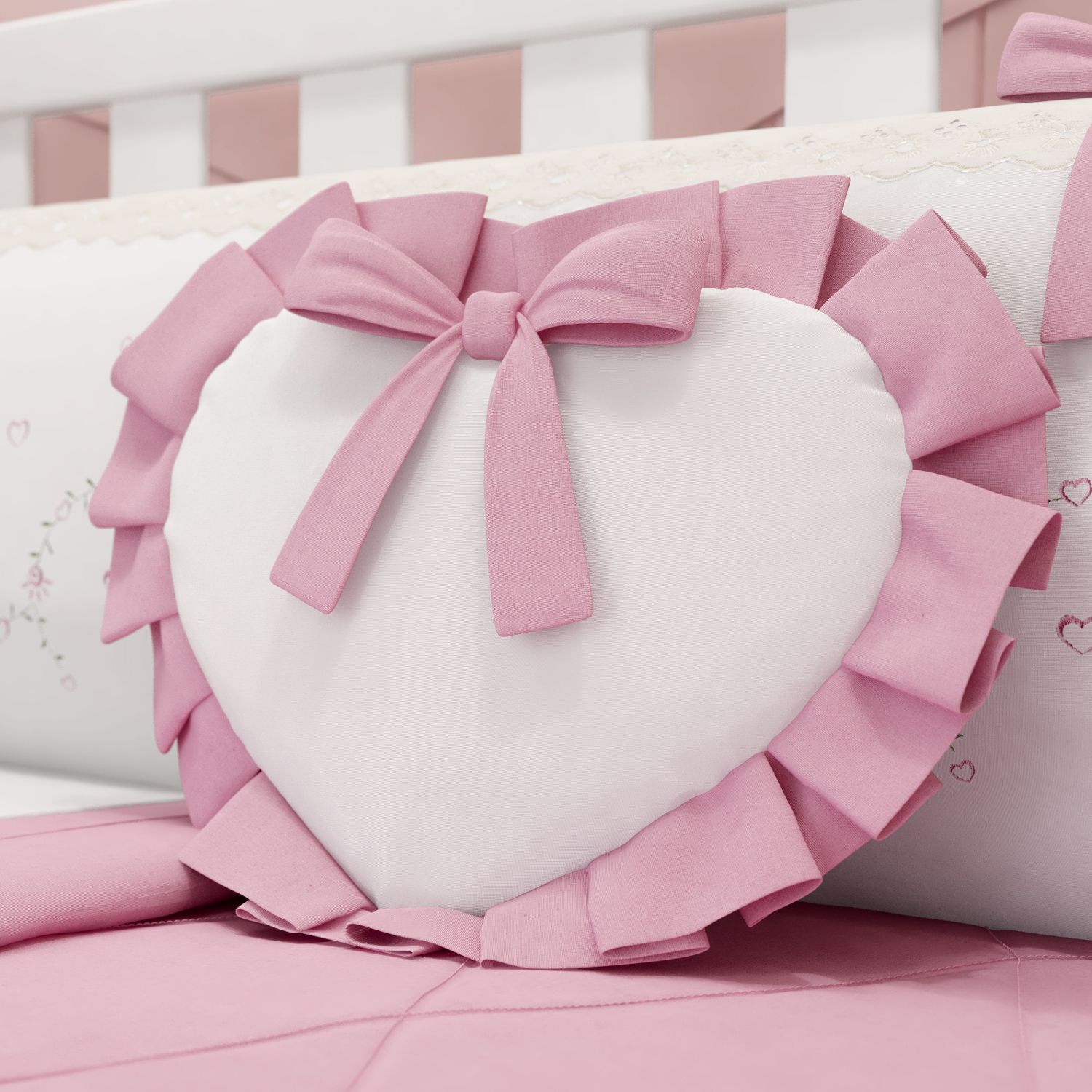 Almofada Coração Alice Rosa 29cm