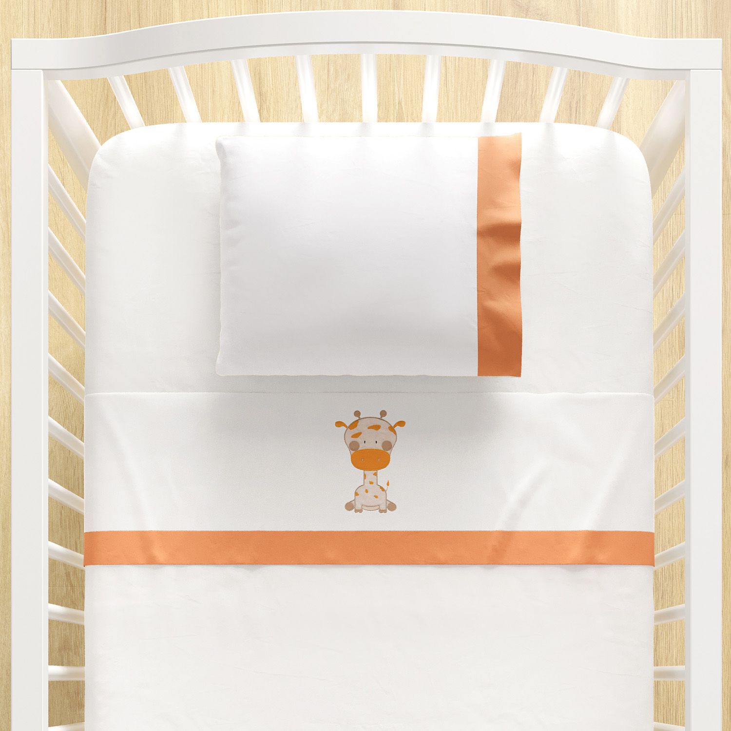 Jogo de Lençol Berço Bordado Girafinha 3 peças