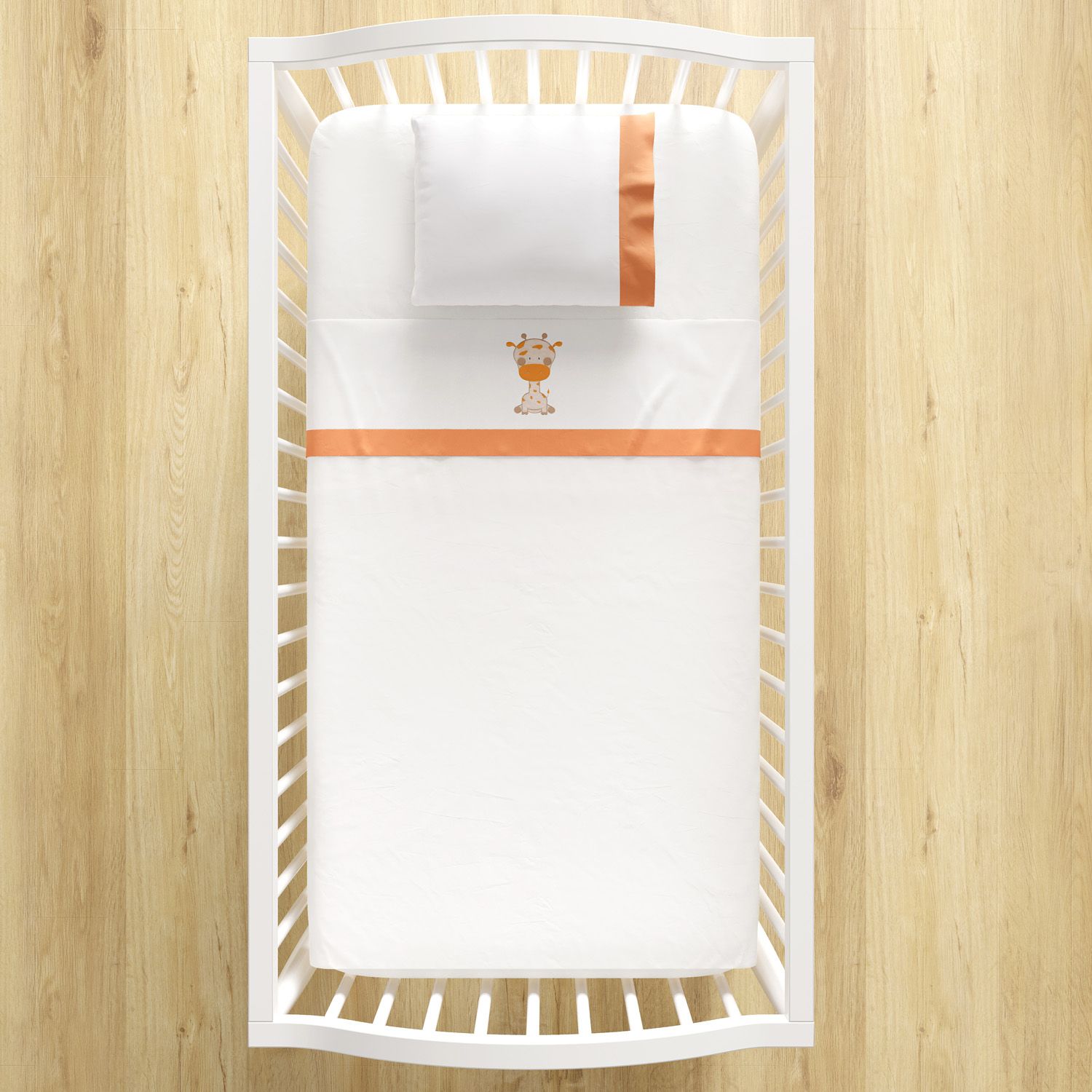 Jogo de Lençol Berço Bordado Girafinha 3 peças