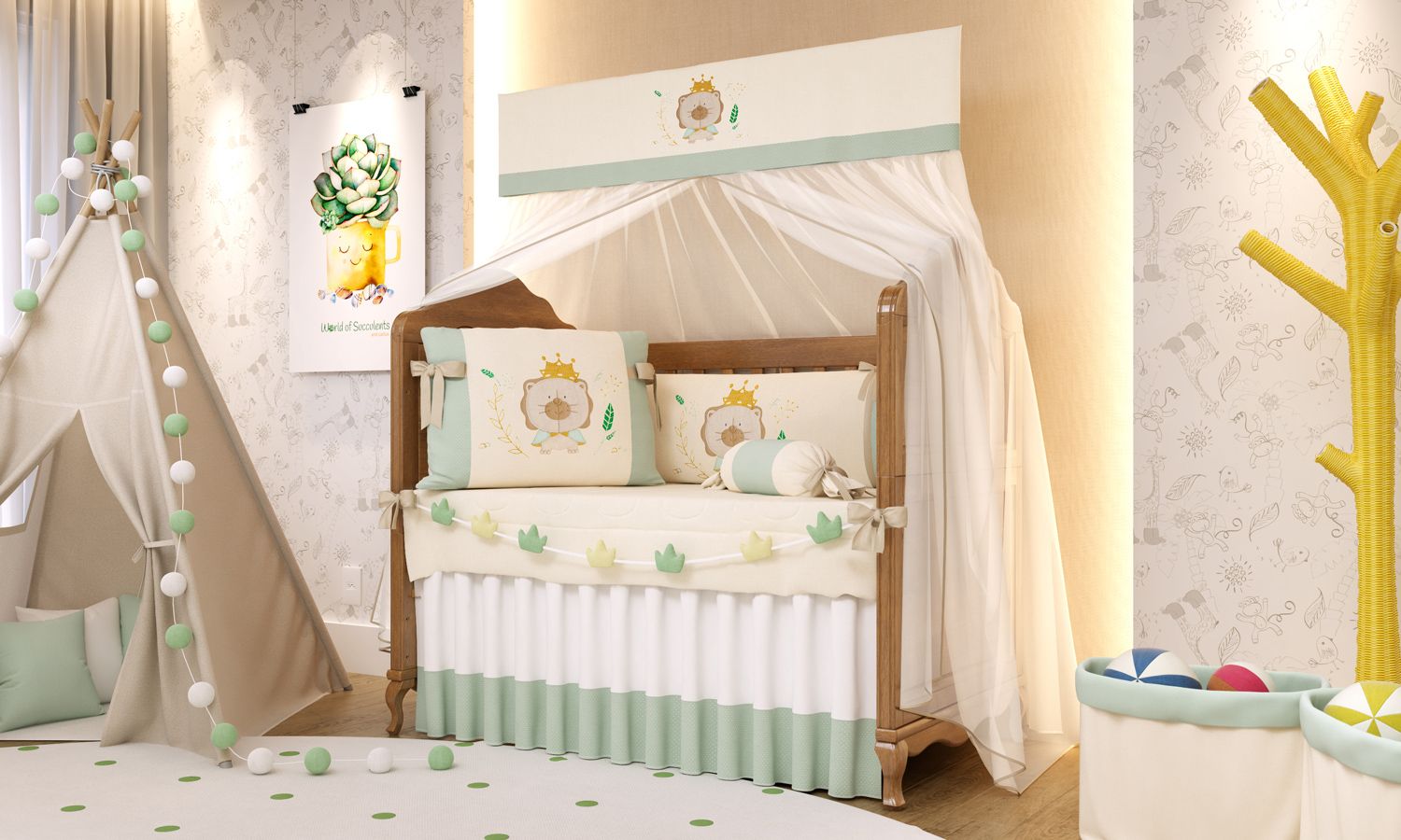 Varal de Berço Reizinho da Floresta 1,30m