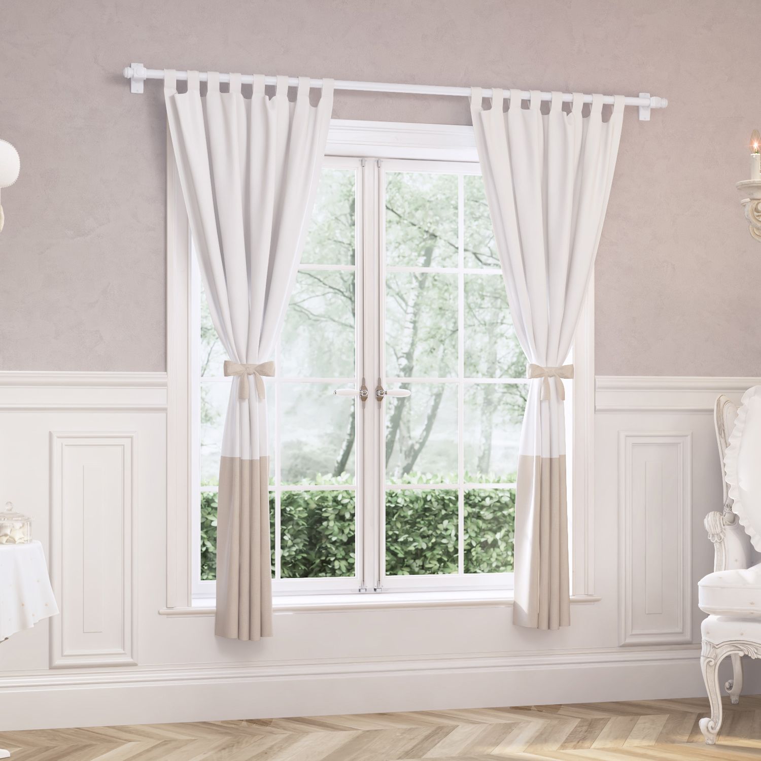 Cortina para Varão com Laço Bege