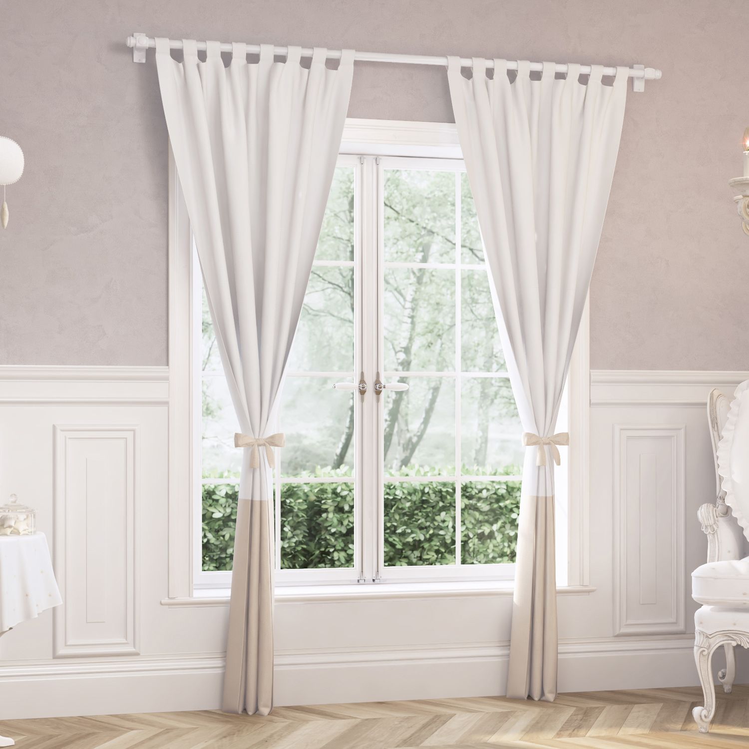 Cortina para Varão com Laço Bege