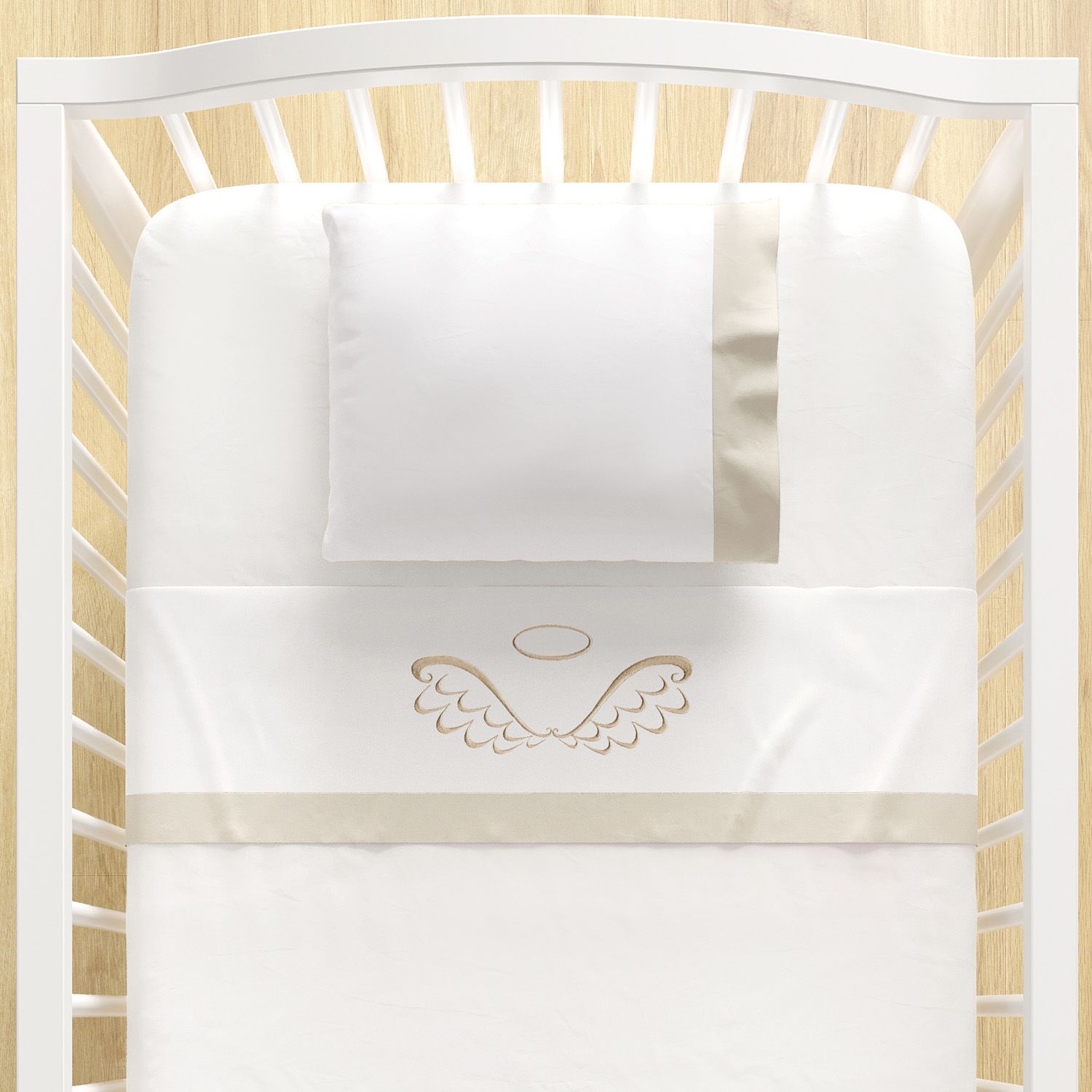 Jogo de Lençol Berço Bordado Anjo 3 peças