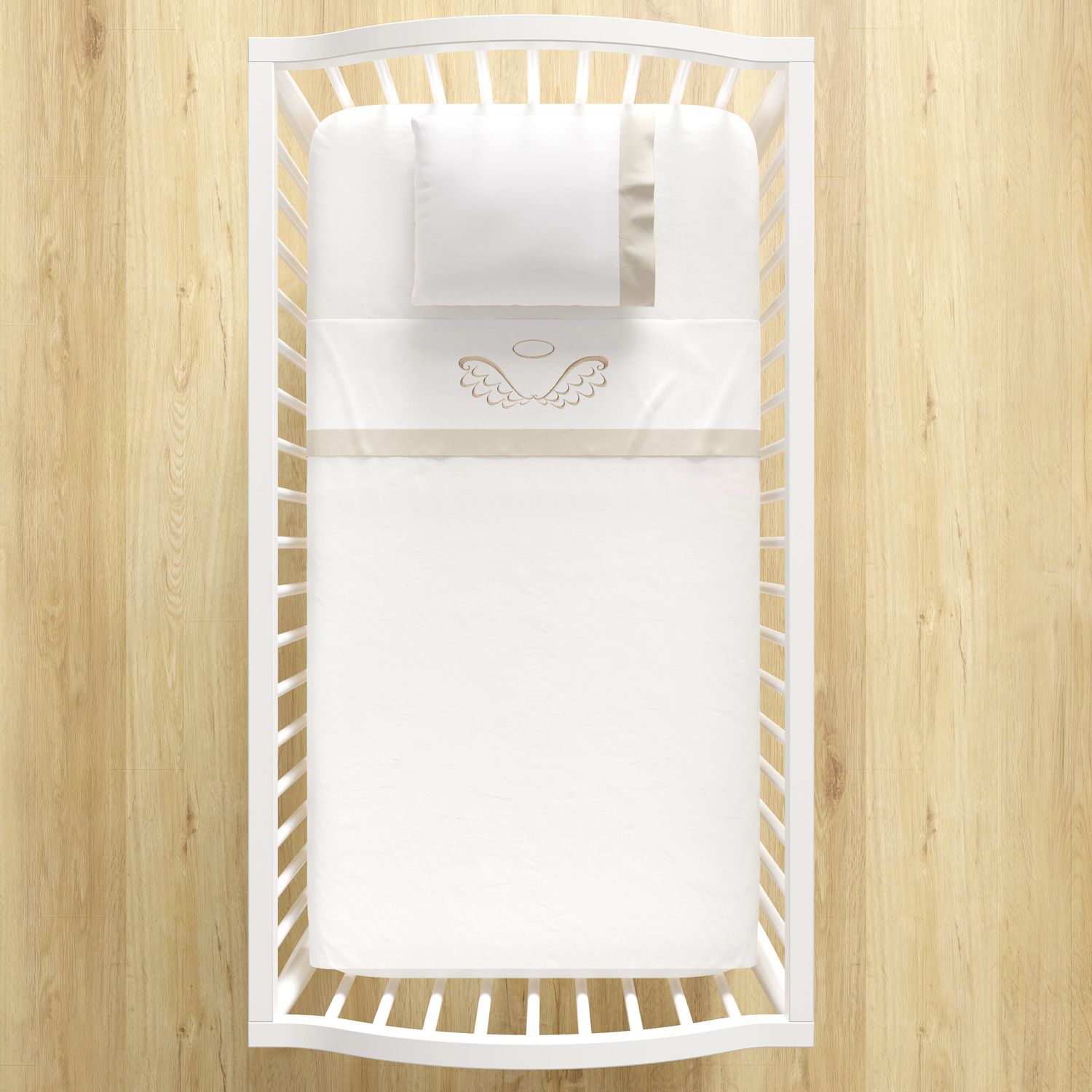 Jogo de Lençol Berço Bordado Anjo 3 peças