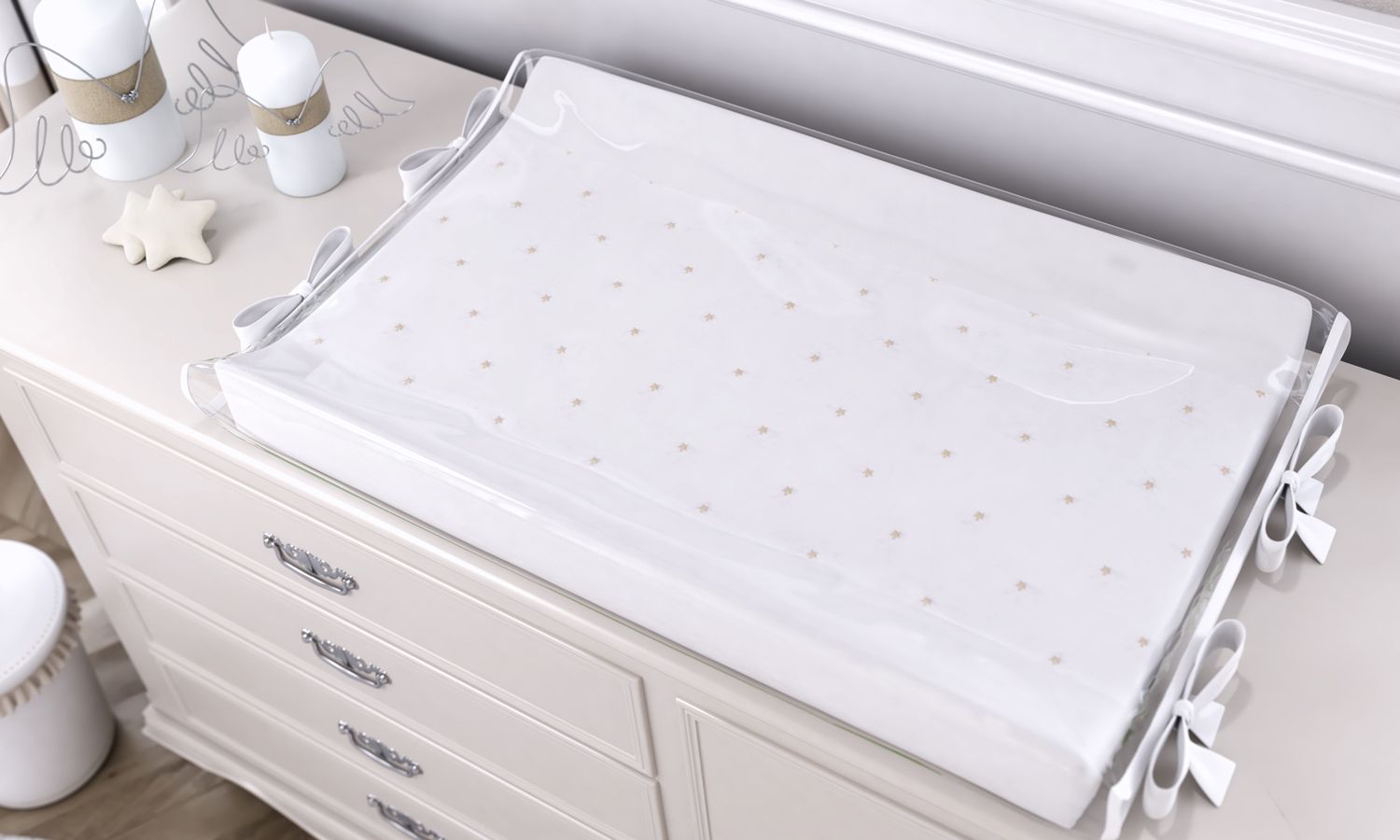 Trocador de Fraldas Americano Estrelinhas Bege