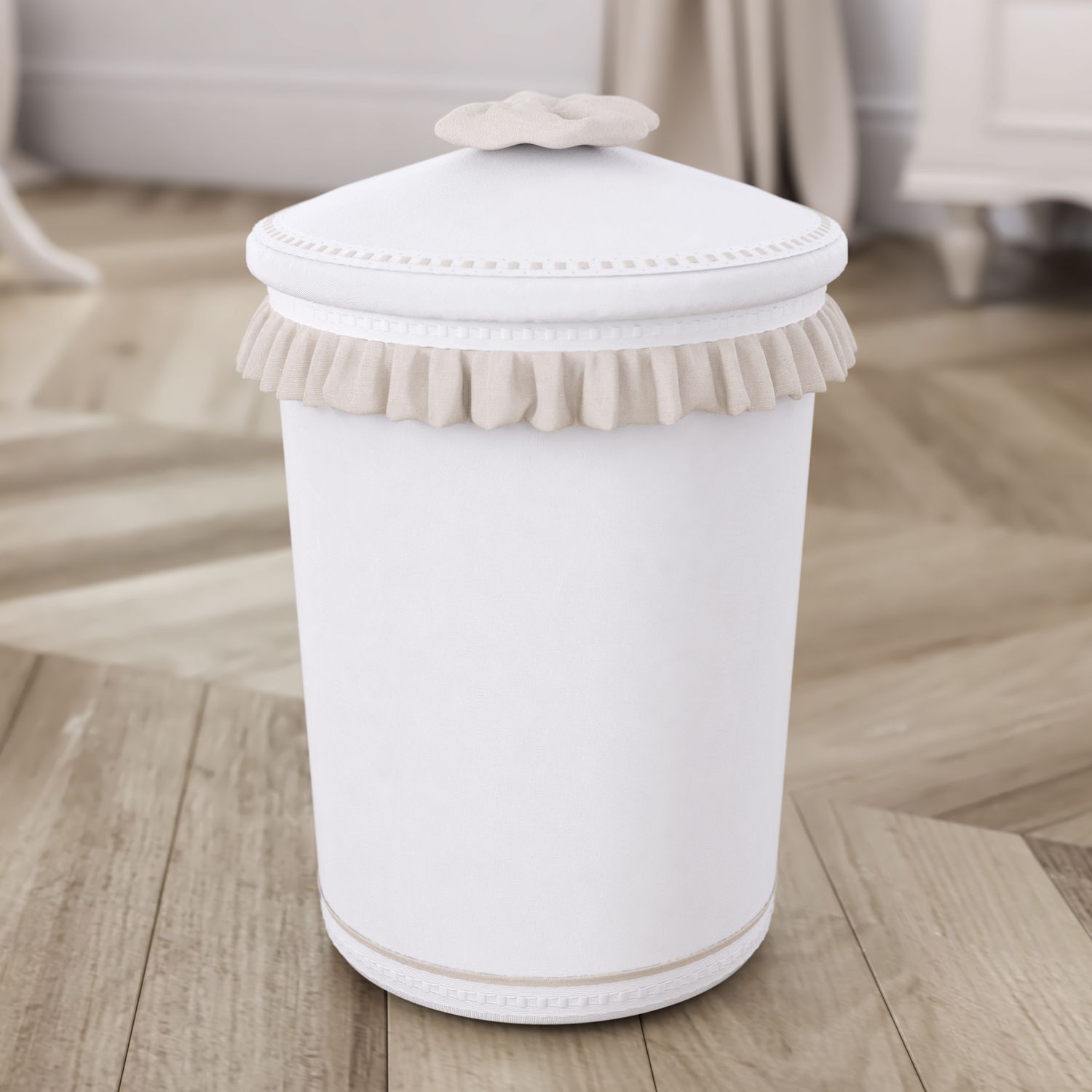 Lixeira com Babado e Laço Bege