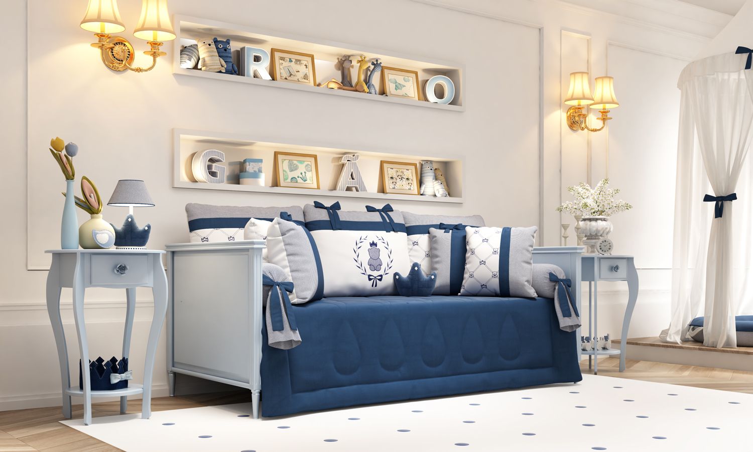 Kit Cama Babá Ursinho Clássico Marinho