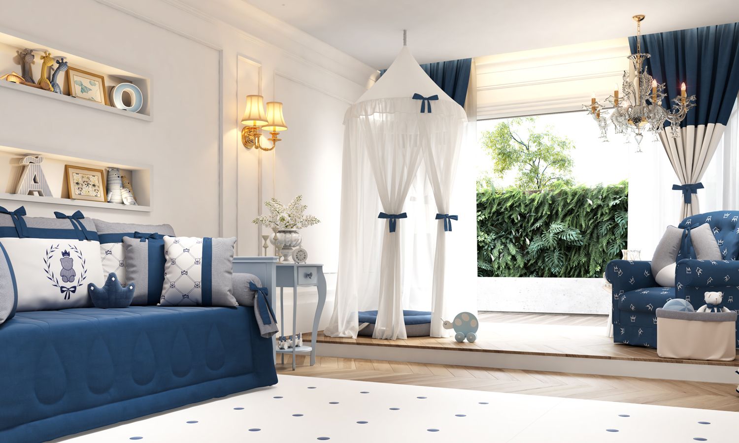 Kit Cama Babá Ursinho Clássico Marinho