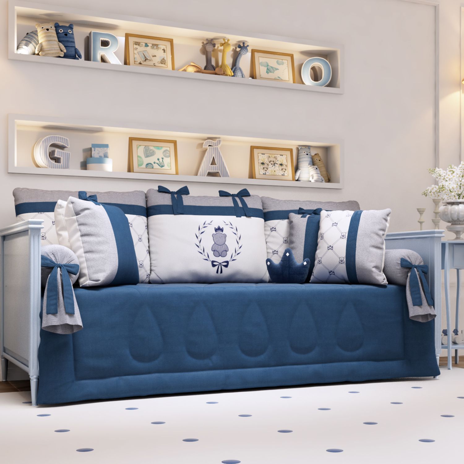 Kit Cama Babá Ursinho Clássico Marinho