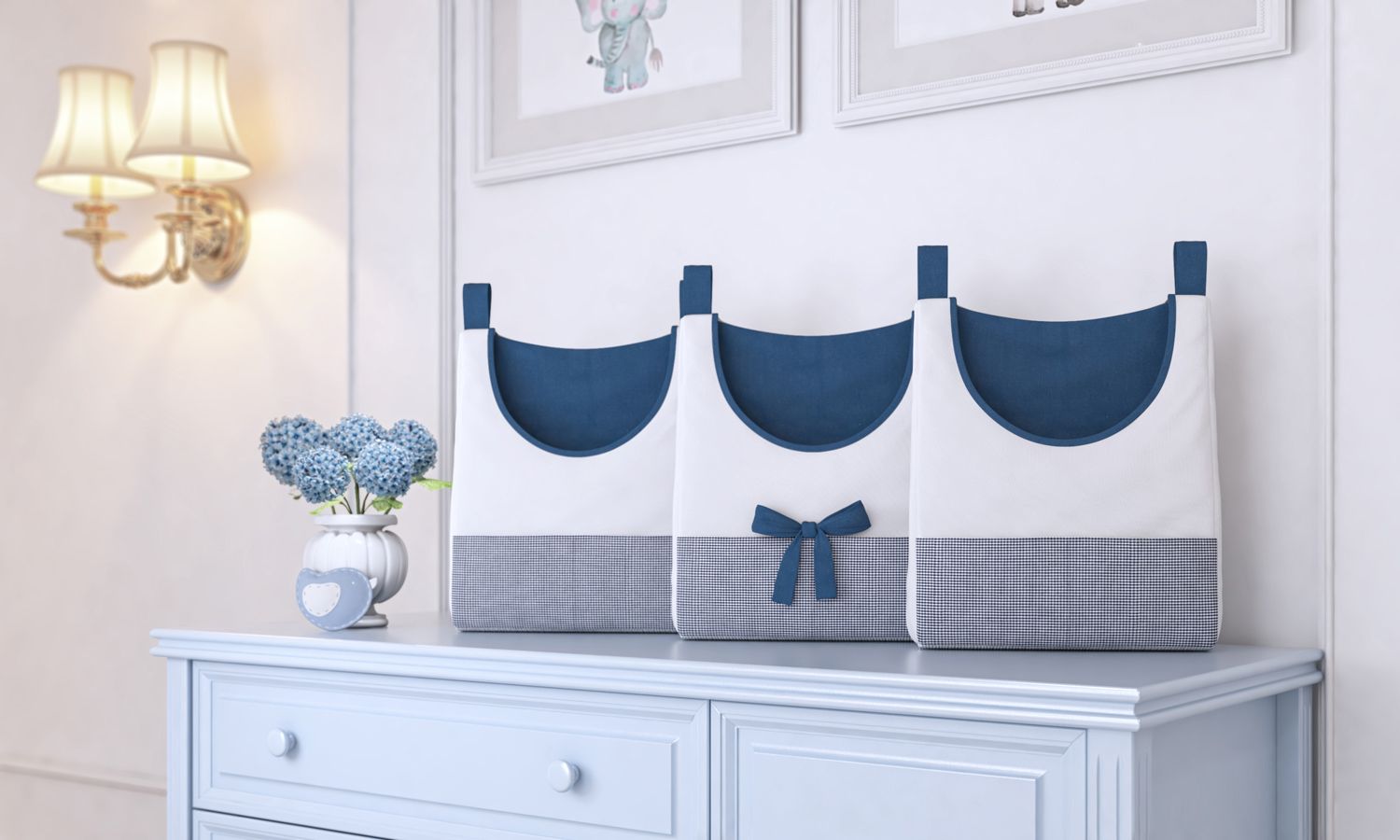 Porta Fraldas Varão Ursinho Clássico Marinho