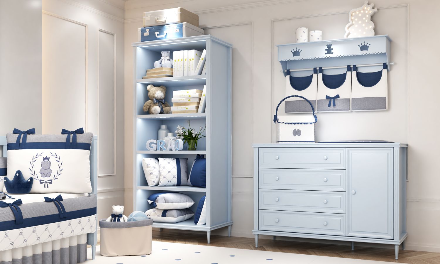 Porta Fraldas Varão Ursinho Clássico Marinho