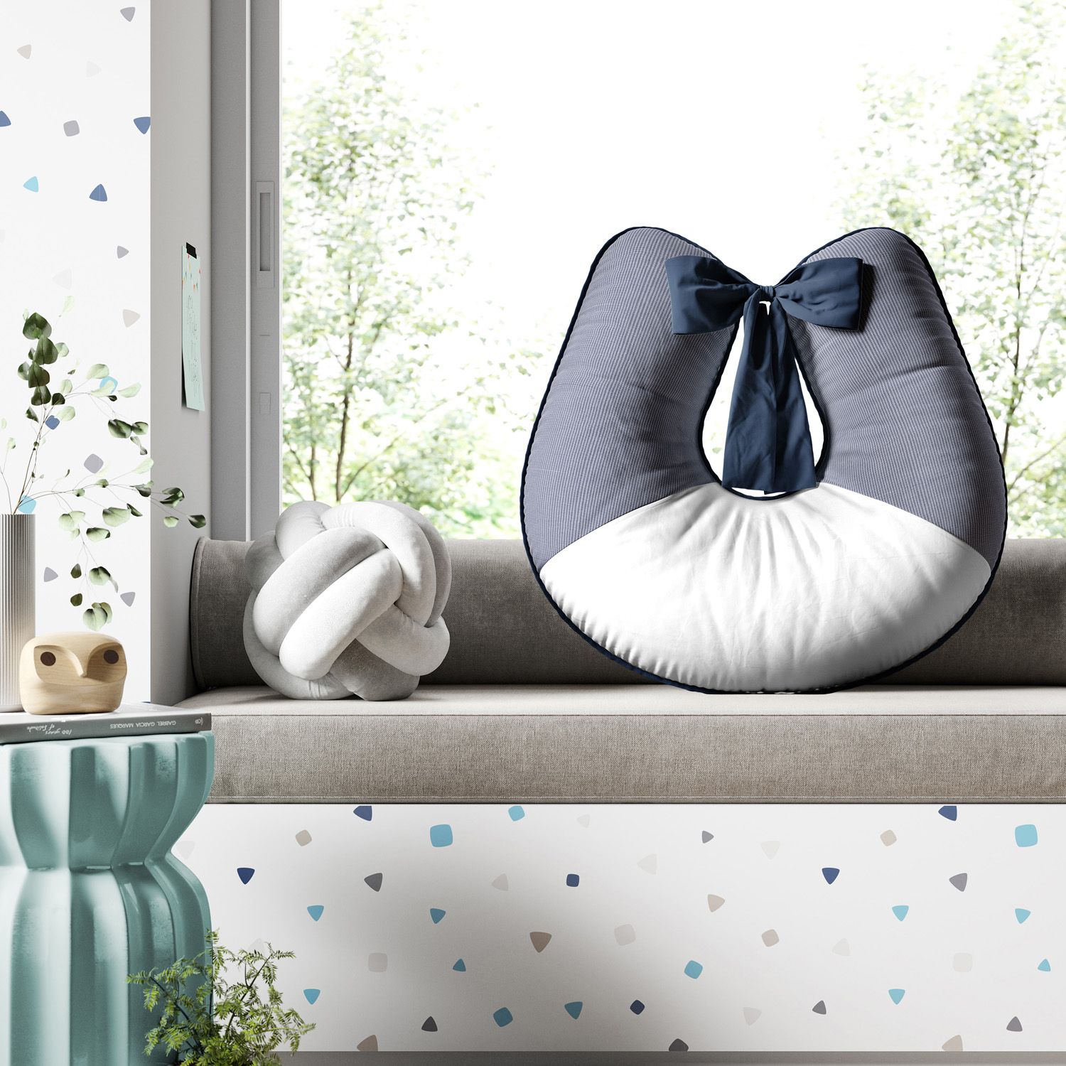 Almofada Amamentação Xadrez Vichy Marinho