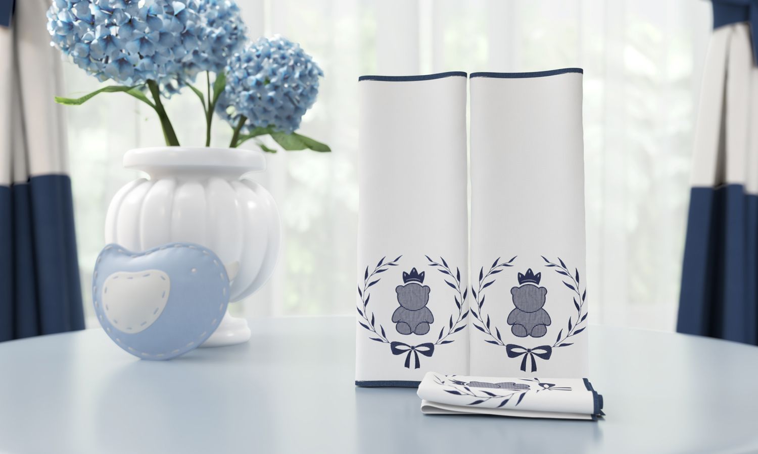 Jogo de Fraldas de Boca Malha Ursinho Clássico Marinho