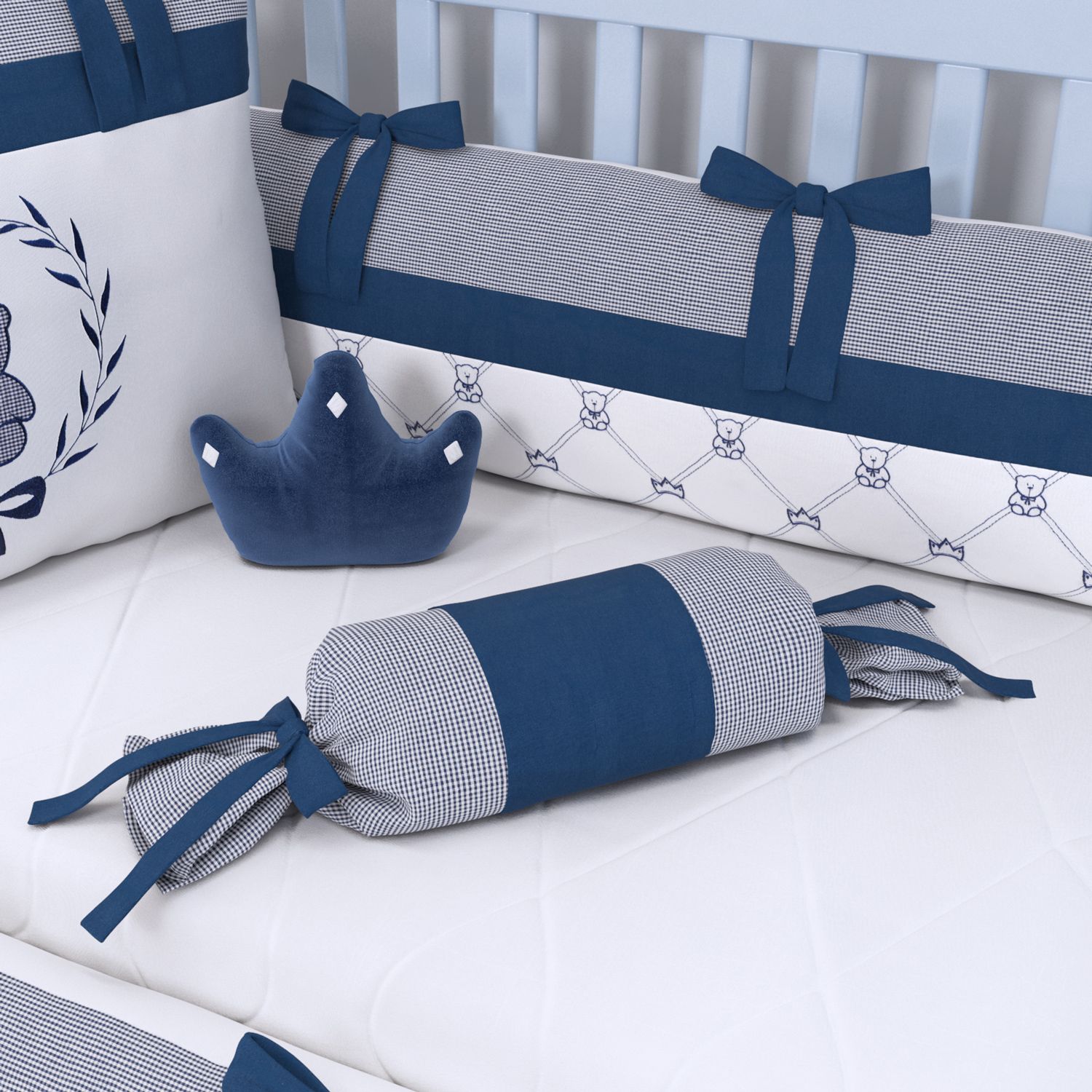 Almofada Apoio Bala Ursinho Clássico Marinho 60cm