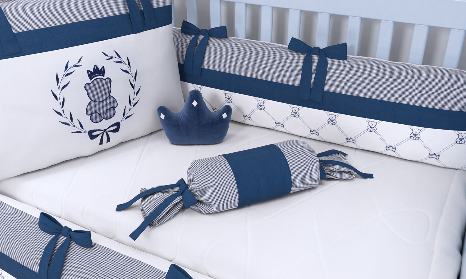 Almofada Apoio Bala Ursinho Clássico Marinho 60cm