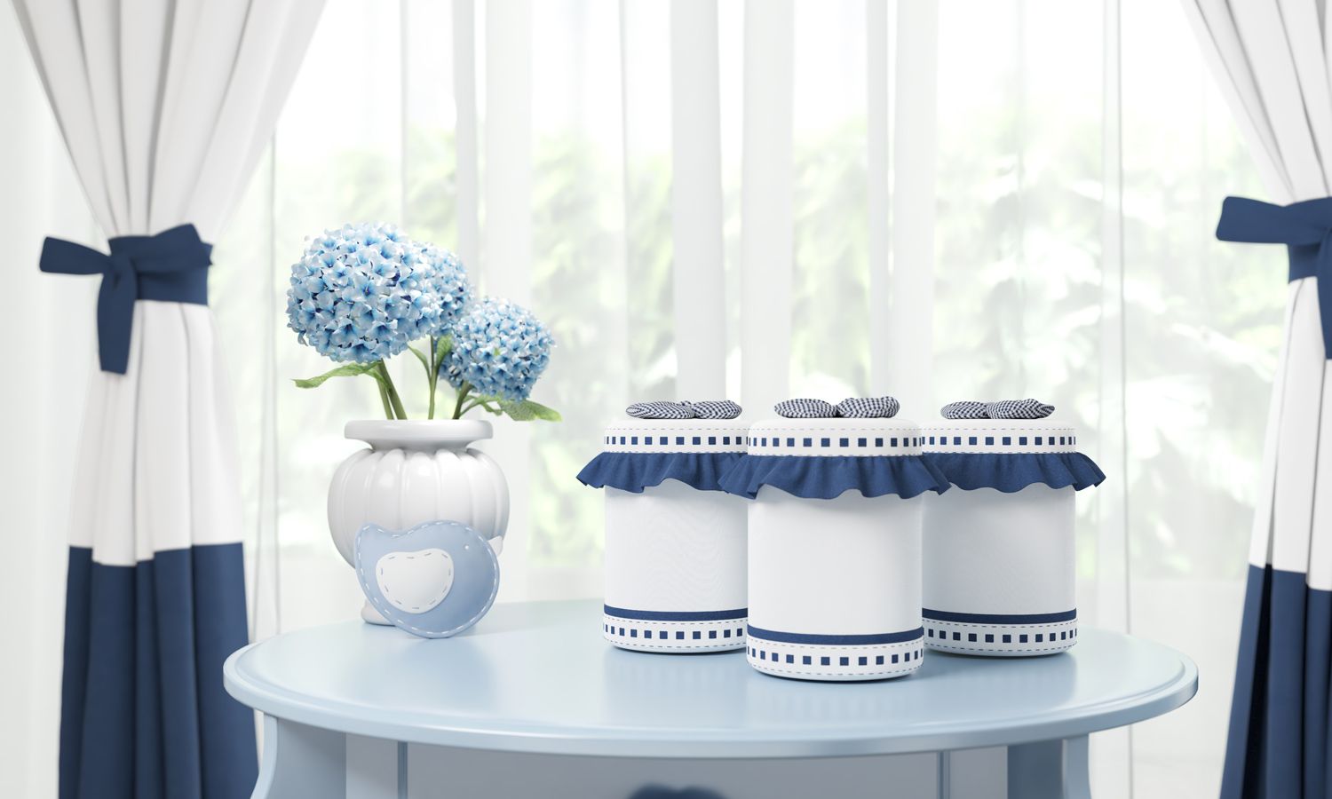 Jogo de Potes Ursinho Clássico Marinho