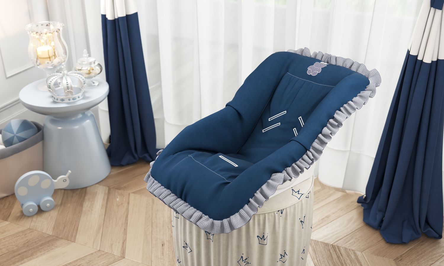 Capa de Bebê Conforto Ursinho Clássico Marinho