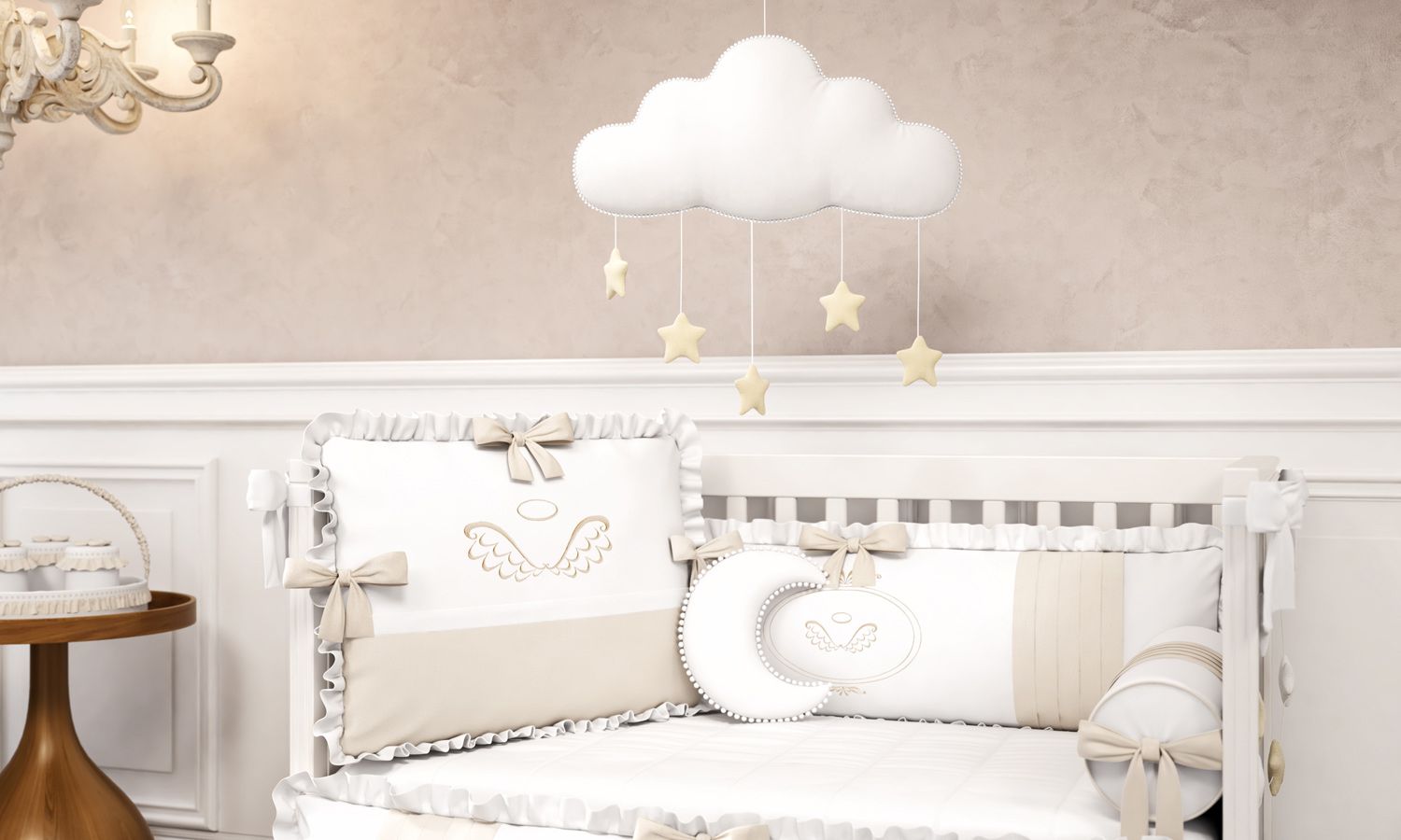 Móbile Nuvem Pompom com Estrelinhas