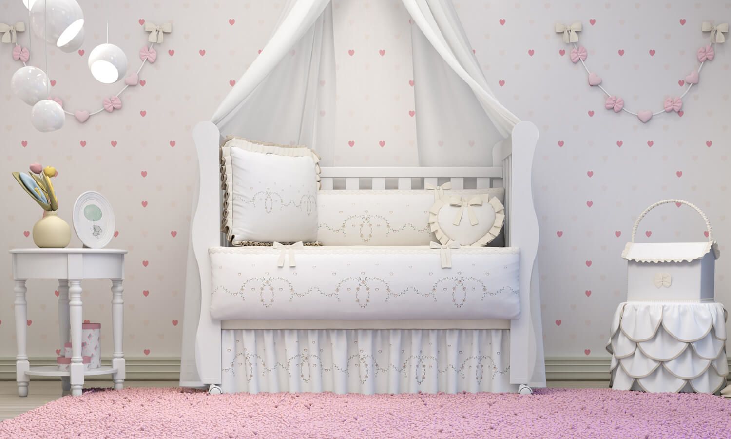 Varal de Berço Alice Rosa 1,30m