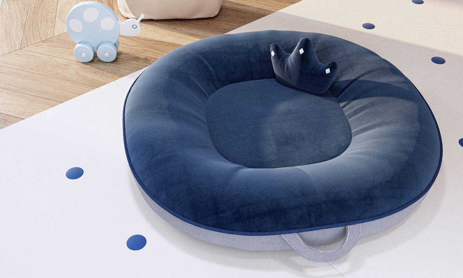 Ninho Xadrez Vichy Azul Marinho 75cm