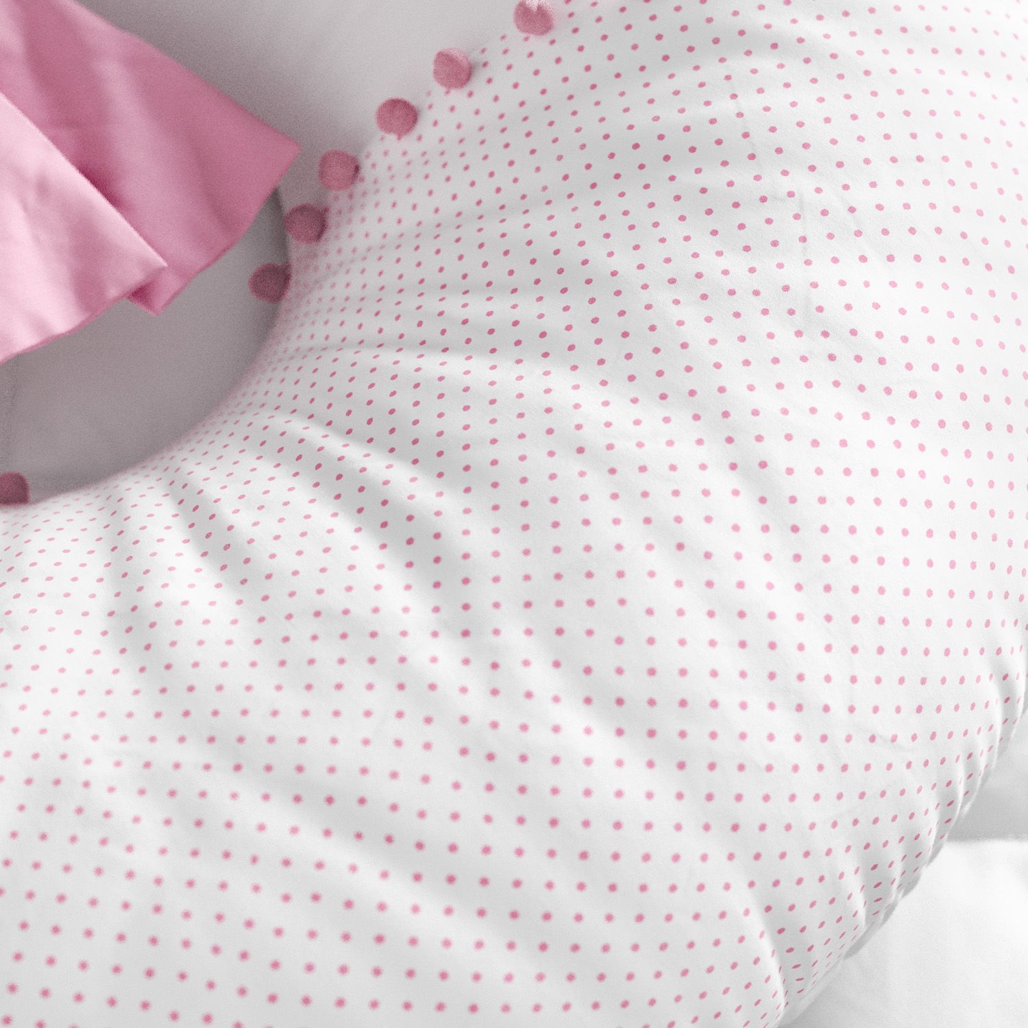 Almofada Amamentação Pompom e Poá Rosa