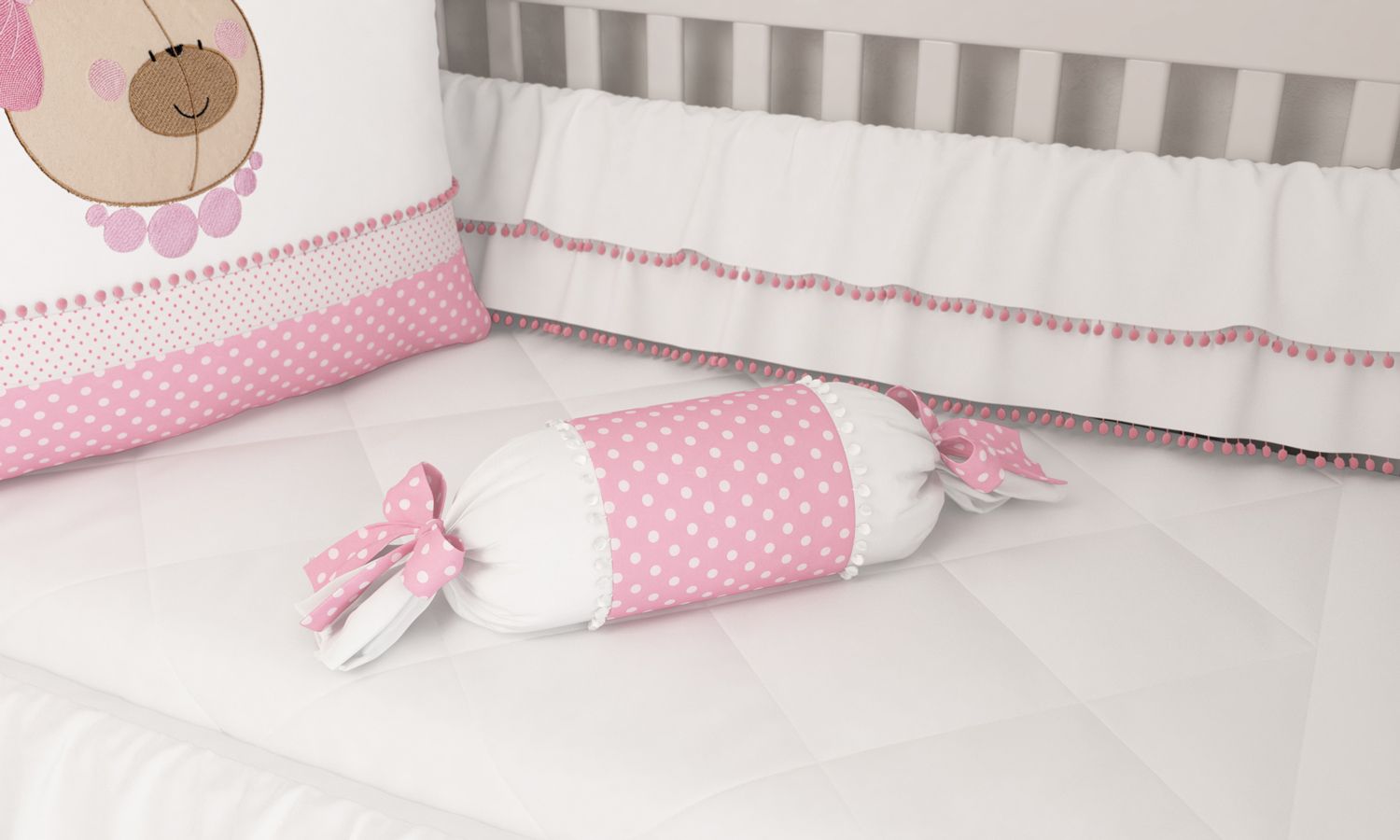 Almofada Apoio Bala Nina Luxuosa 60cm